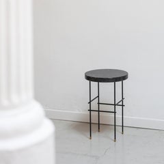 “Marblelous Black Pedestal” Black Marquina Marble Minimalist Side Table