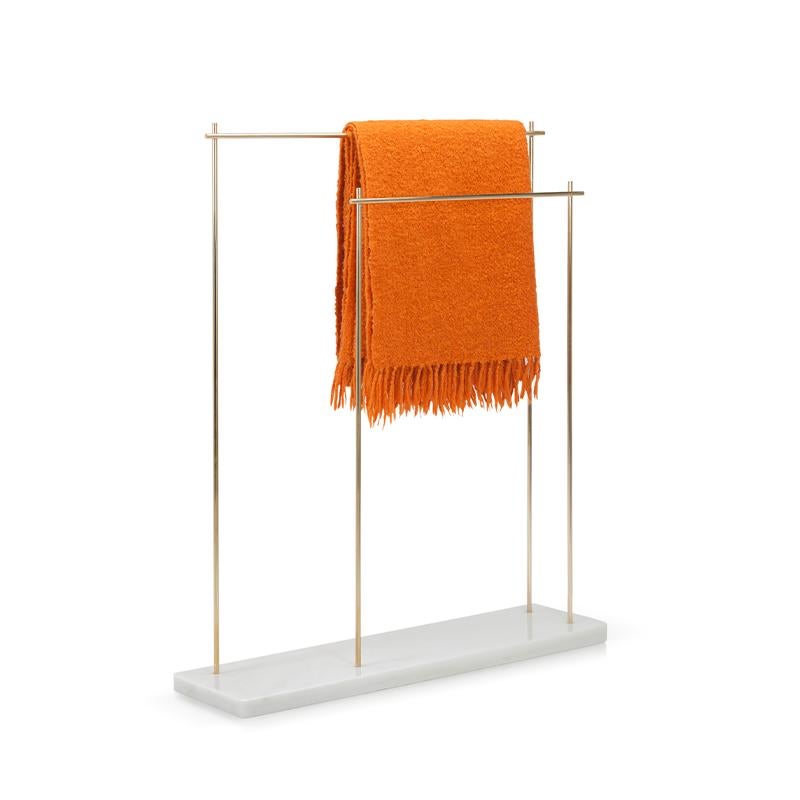 Marmorierter Marmorständer aus weißem Carrara-Marmor und weißem, lackiertem Eisen Minimalistischem Regal (Gemalt) im Angebot