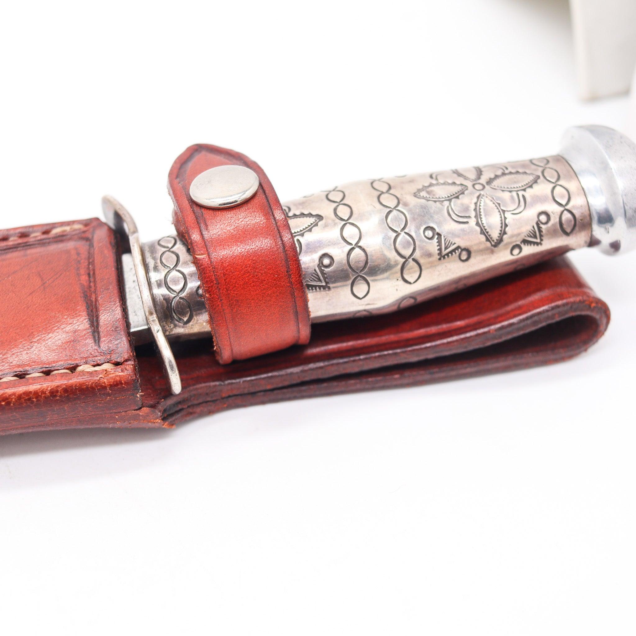 MARBLE'S Antico Coltello da caccia ideale occidentale Navajo .925 Manico in argento sterling in vendita 3