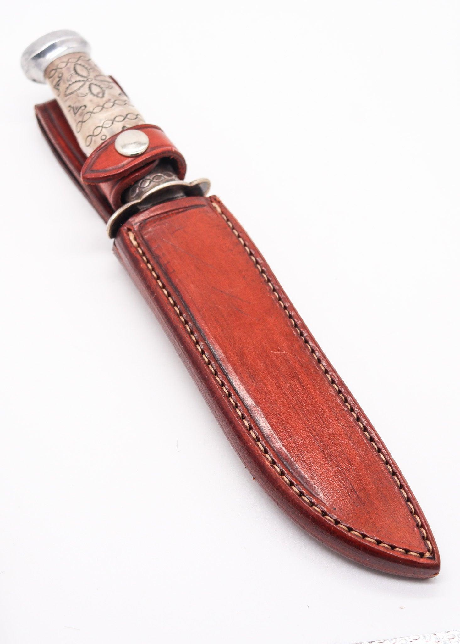 MARBLE'S Antico Coltello da caccia ideale occidentale Navajo .925 Manico in argento sterling in vendita 4