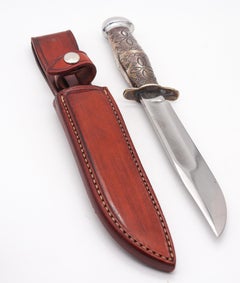 MARBLE'S Antique Ideal Hunting Knife Western Navajo .925 Sterling Silver Handle