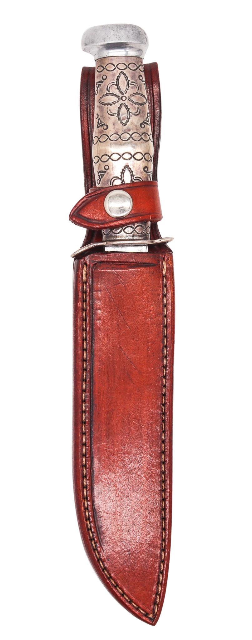 Americano MARBLE'S Antico Coltello da caccia ideale occidentale Navajo .925 Manico in argento sterling in vendita