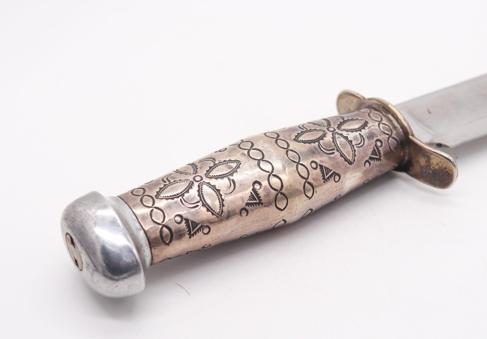 MARBLE'S Antico Coltello da caccia ideale occidentale Navajo .925 Manico in argento sterling In condizioni ottime in vendita a Miami, FL