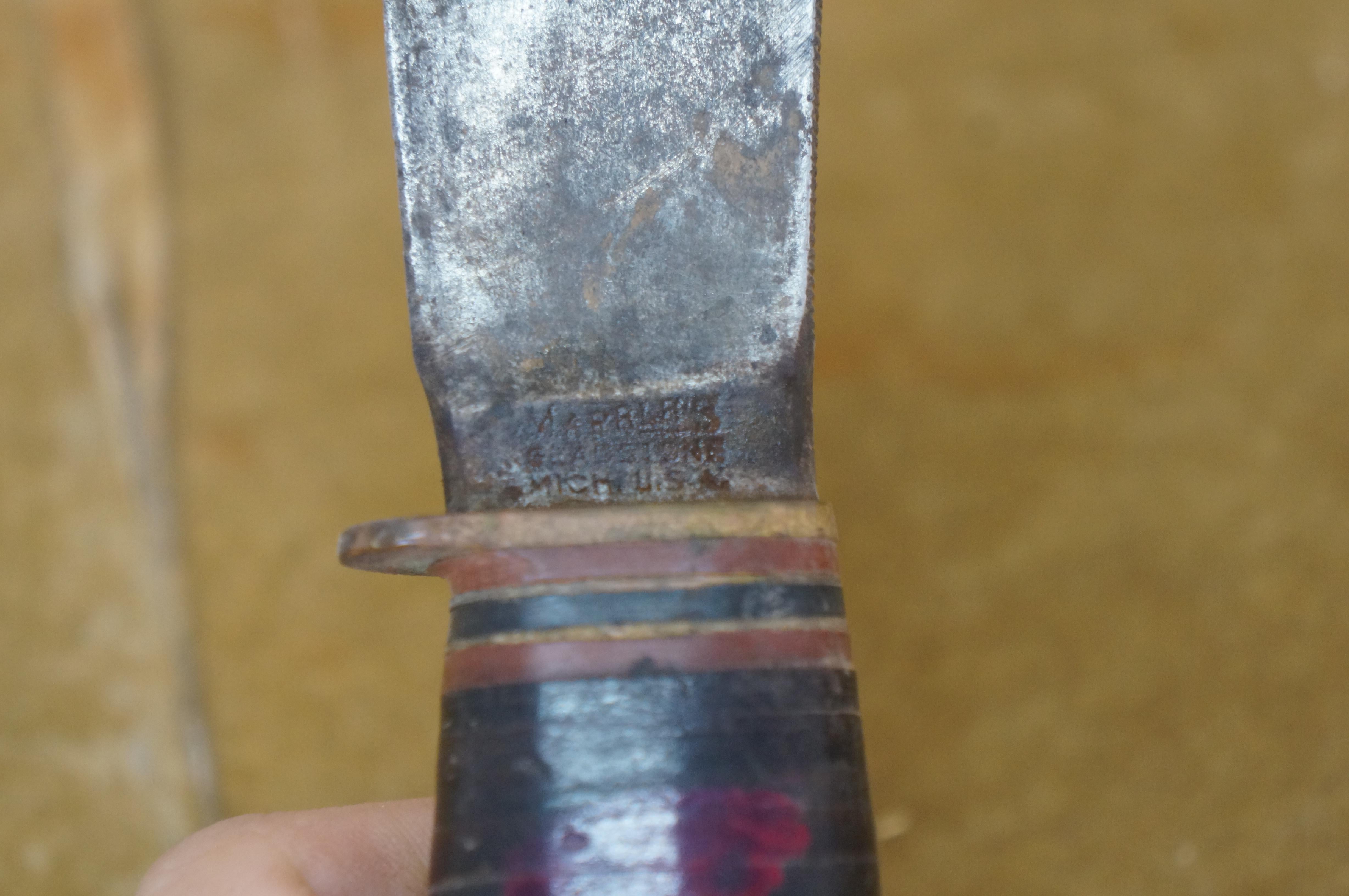 Marbles Gladstone WWII Era Ideal Fixed Blade Knife & Leather Sheath 8