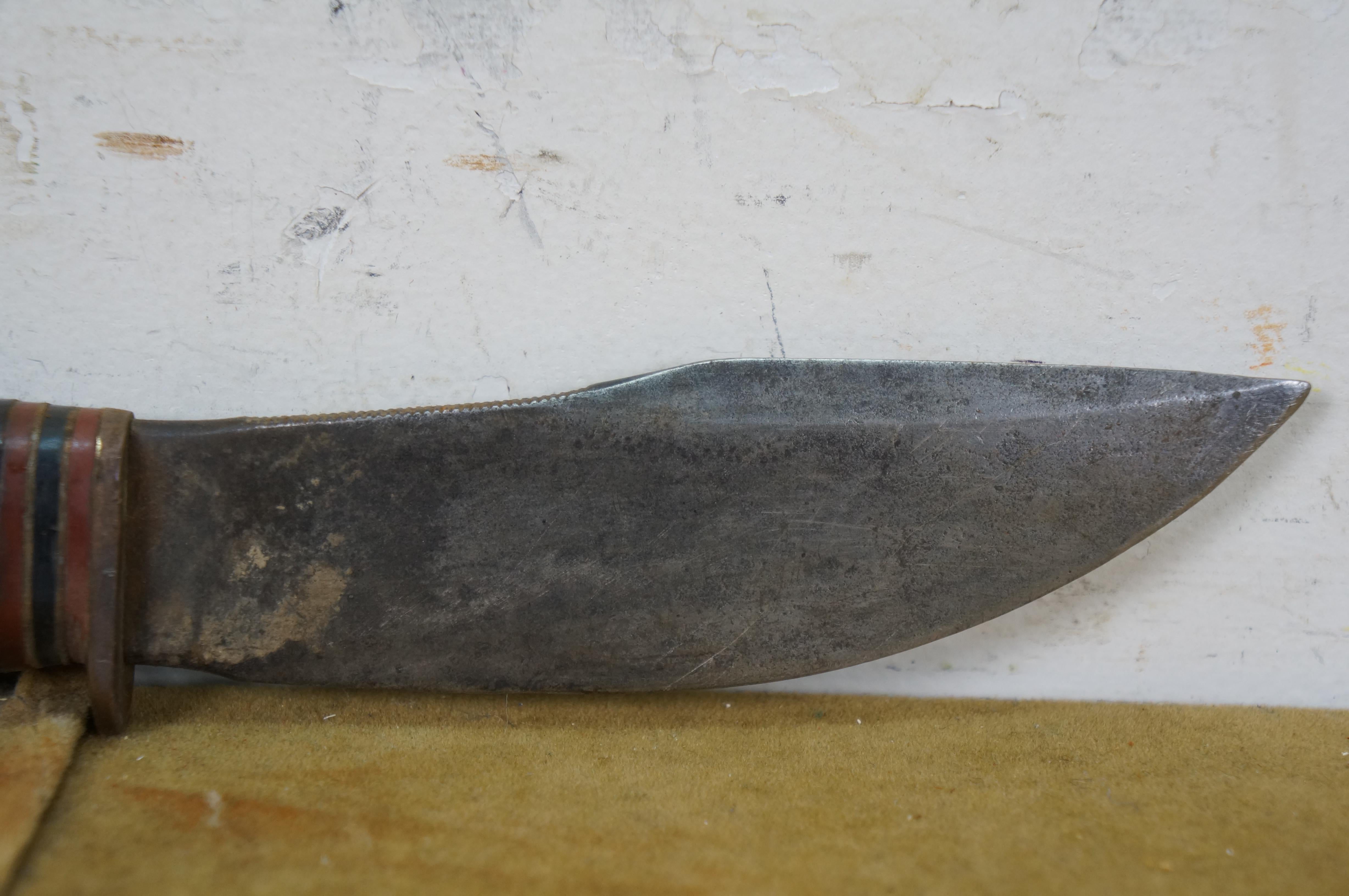 Marbles Gladstone WWII Era Ideal Fixed Blade Knife & Leather Sheath 8