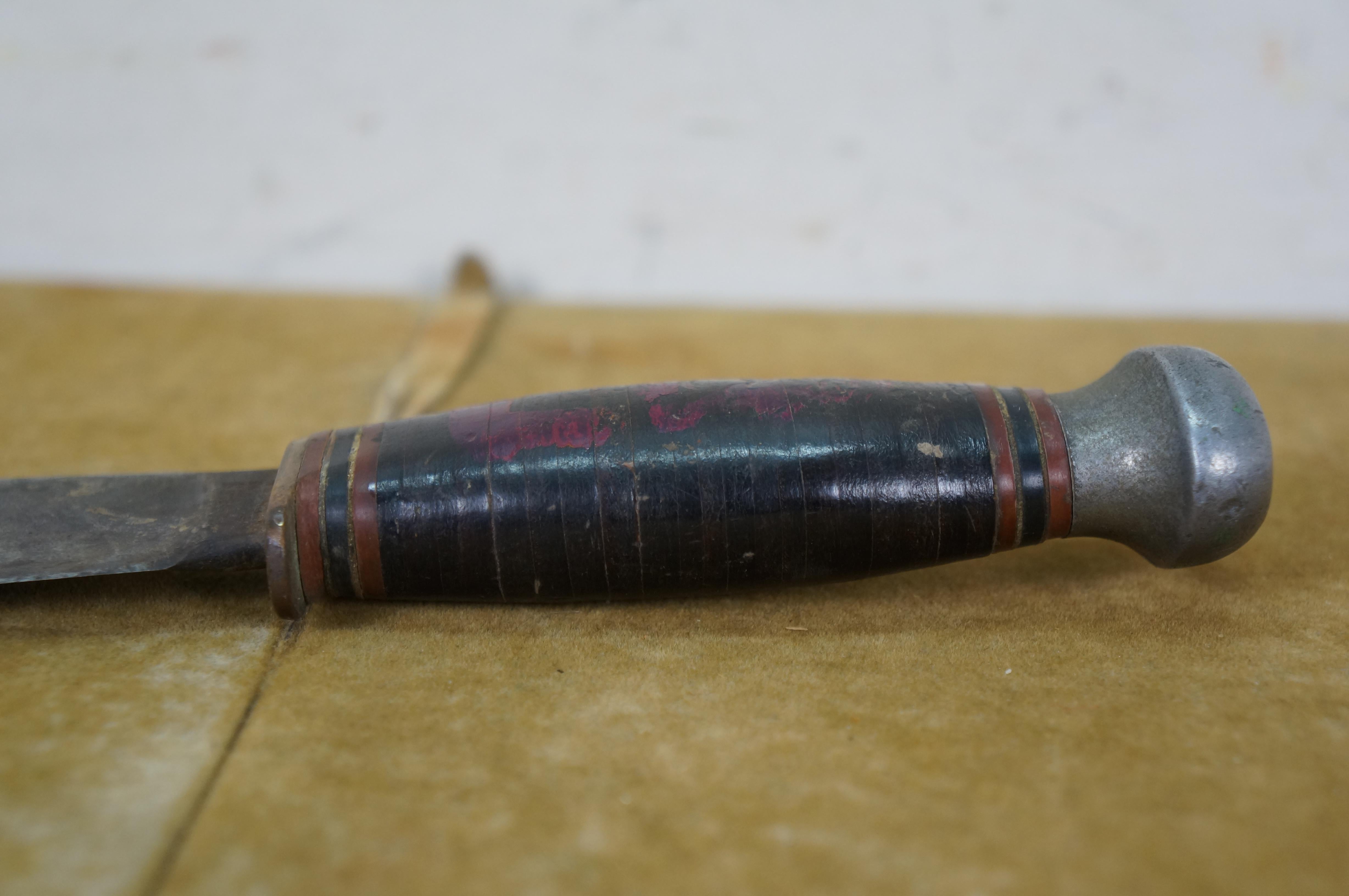 Marbles Gladstone WWII Era Ideal Fixed Blade Knife & Leather Sheath 8