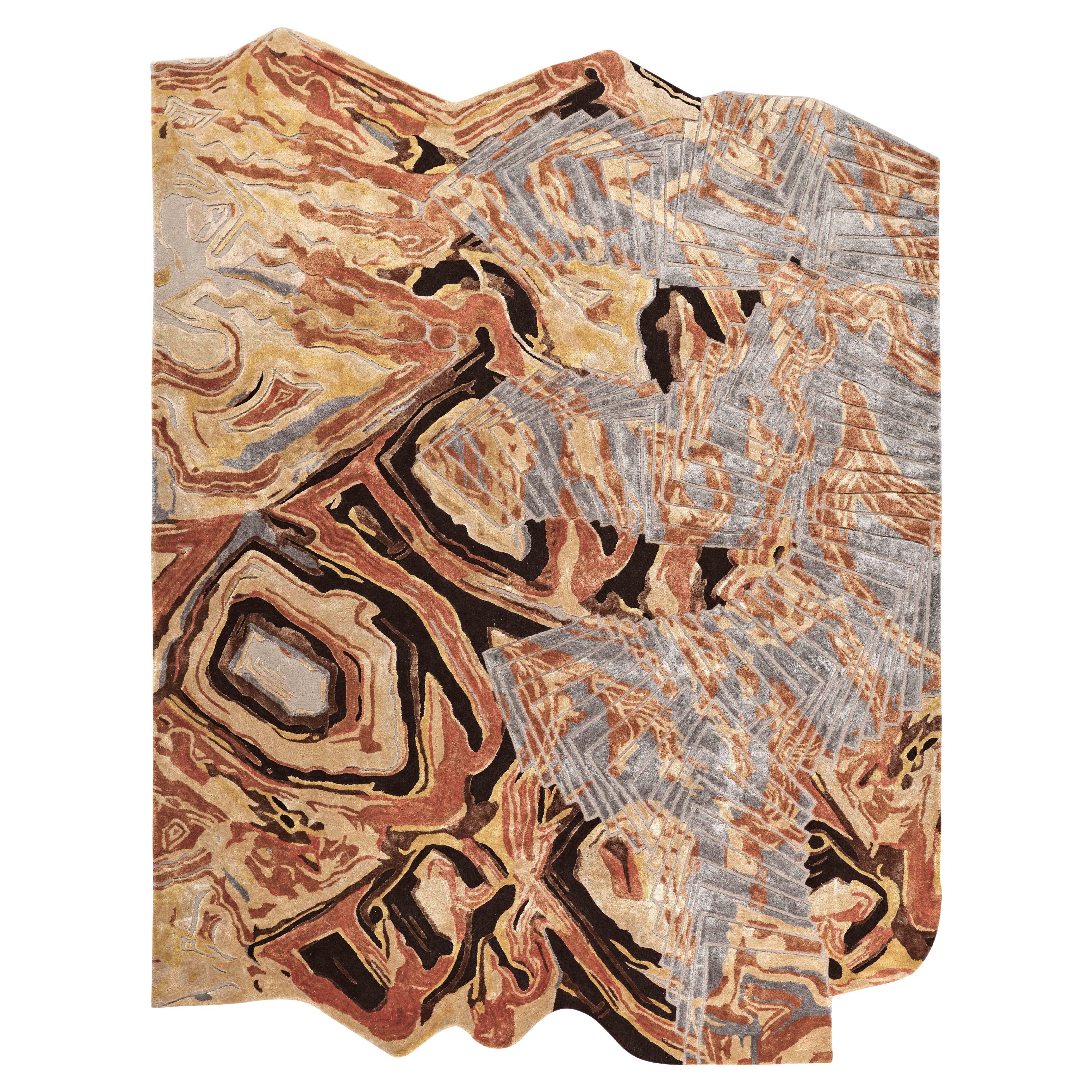 Marblore, handgetufteter moderner Teppich aus botanischer Seide und Wolle von Hand