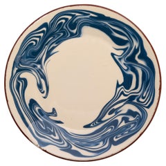 Marbre-Essteller in Blau, marmoriertes Muster, Keramik