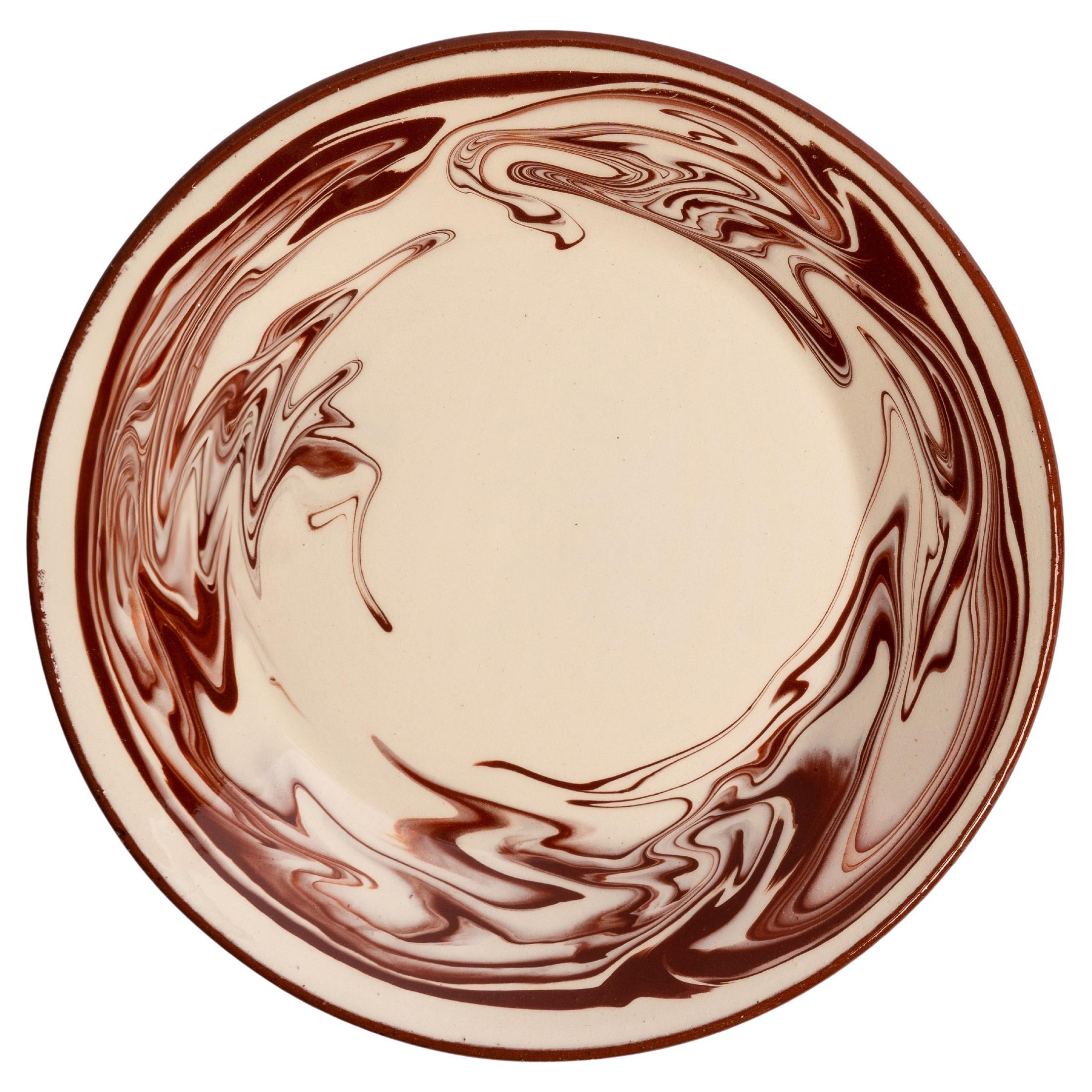 Piatto da portata Marbre in marrone, motivo marmorizzato, Ceramica