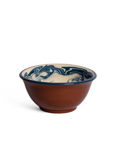 Marbre Large Bowl in Blue, Marbled Pattern, Ceramics