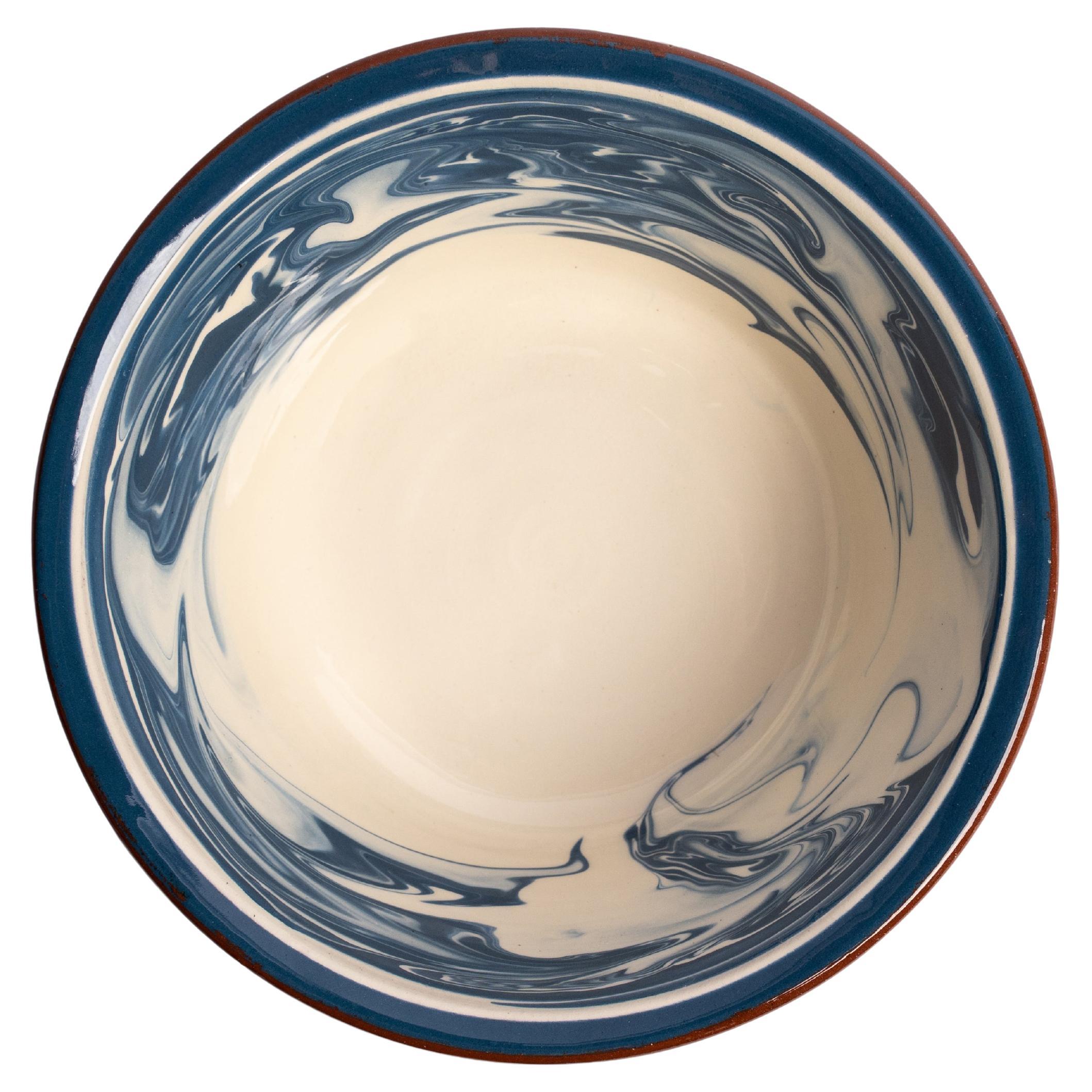 Marbre Large Bowl in Blue, Marbled Pattern, Ceramics