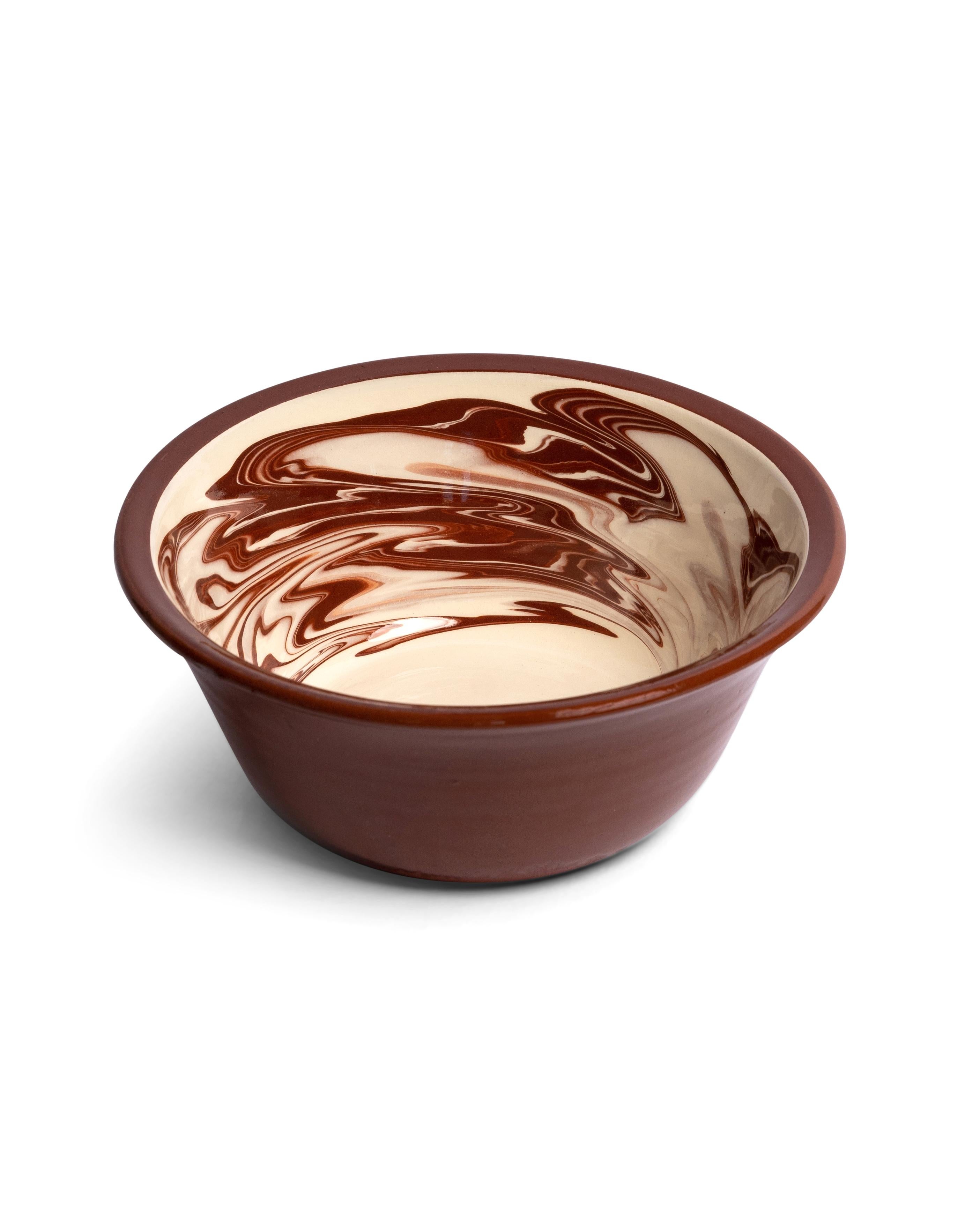 Bulgarian Marbre Large Bowl in Brown, Marbled Pattern, Ceramics For Sale