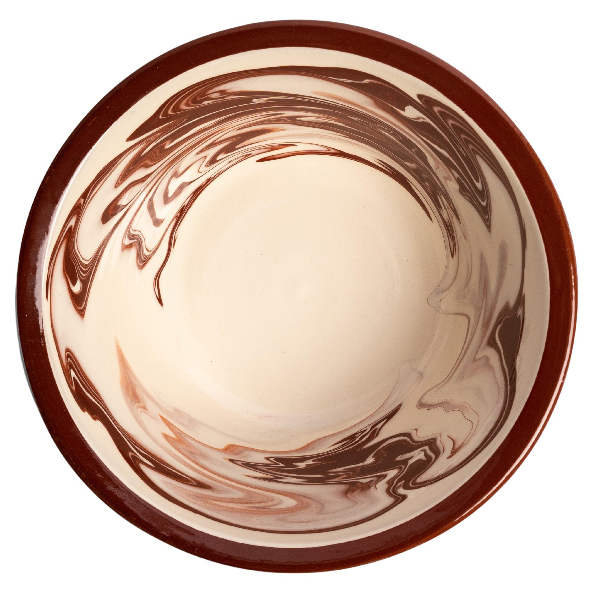 Ciotola grande Marbre in marrone, motivo marmorizzato, ceramica