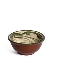 Ciotola grande Marbre in verde, motivo marmorizzato, ceramica