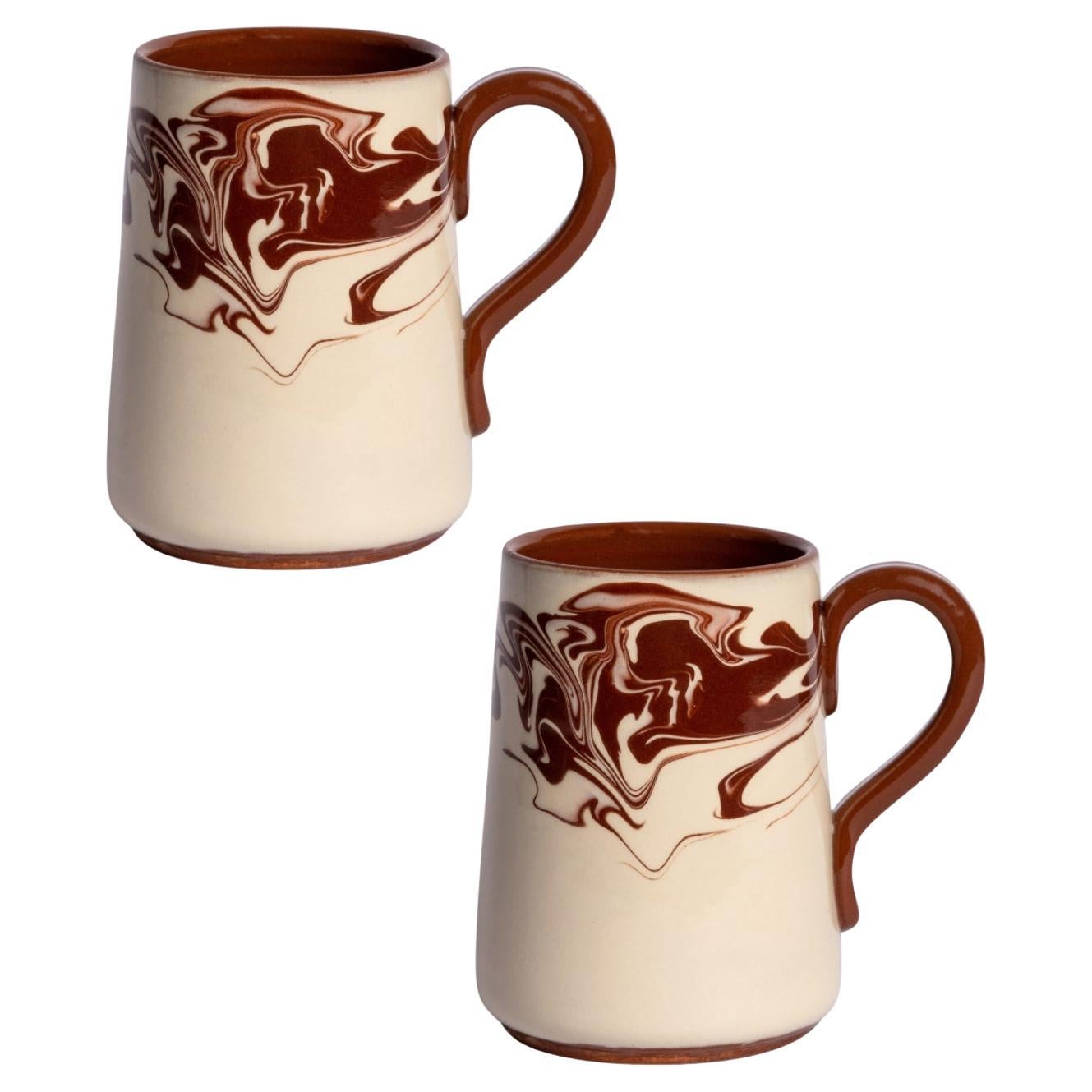 Tasses Marbre, marron, lot de 2