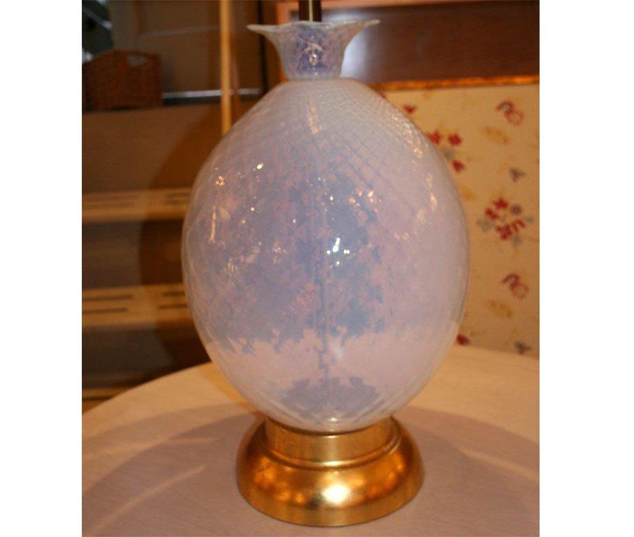 Mid-Century Modern Marbro 1950s Italian Seguso Murano Glass Pineapple Table Lamp For Sale