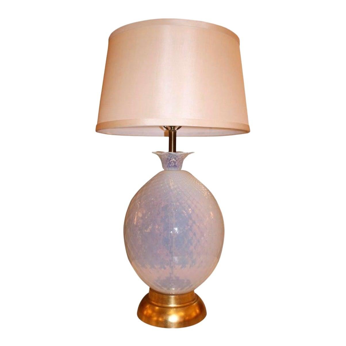 Marbro 1950s Italian Seguso Murano Glass Pineapple Table Lamp In Good Condition For Sale In LOS ANGELES, CA