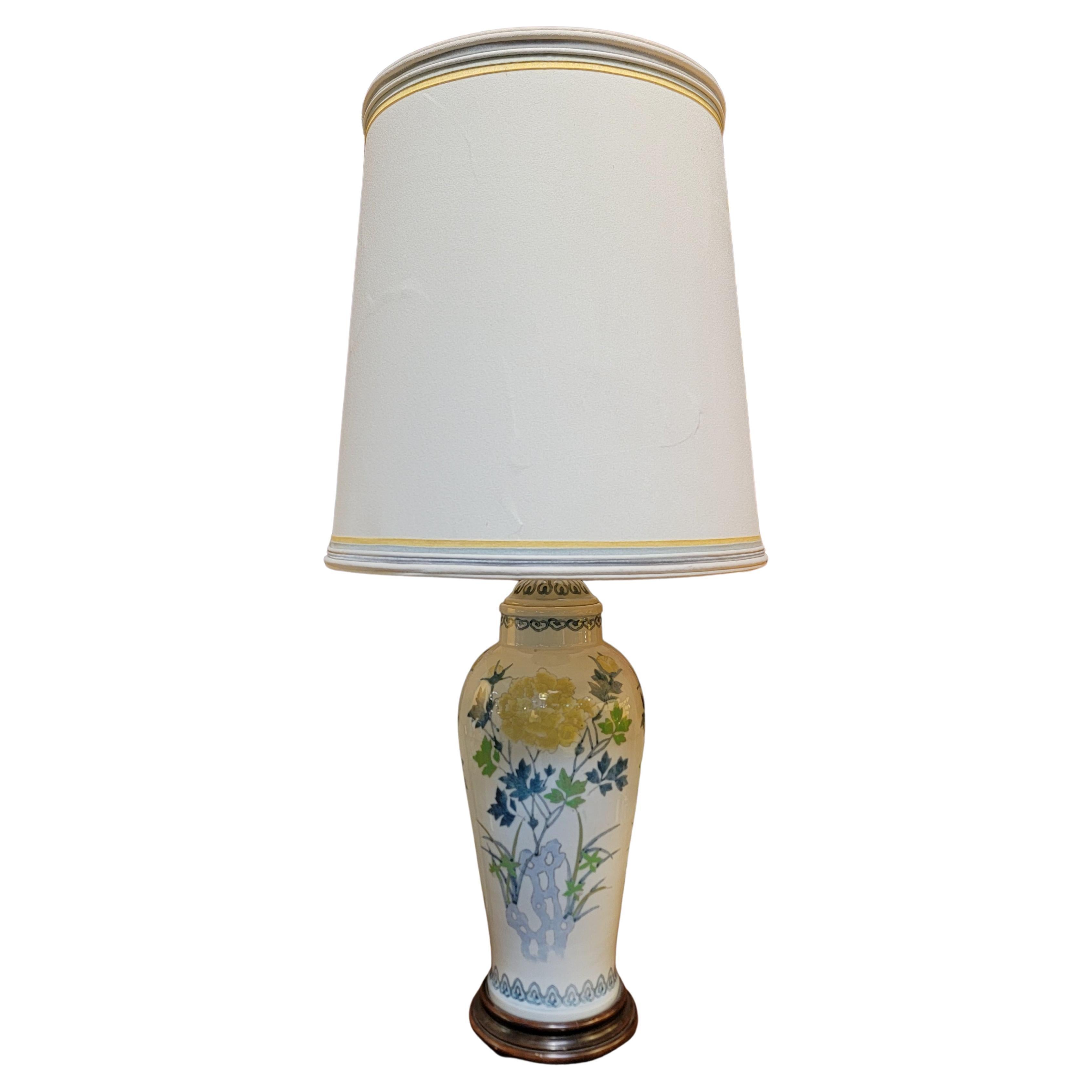 Marbro Asian Style Hand Painted Porcelain Table Lamp
