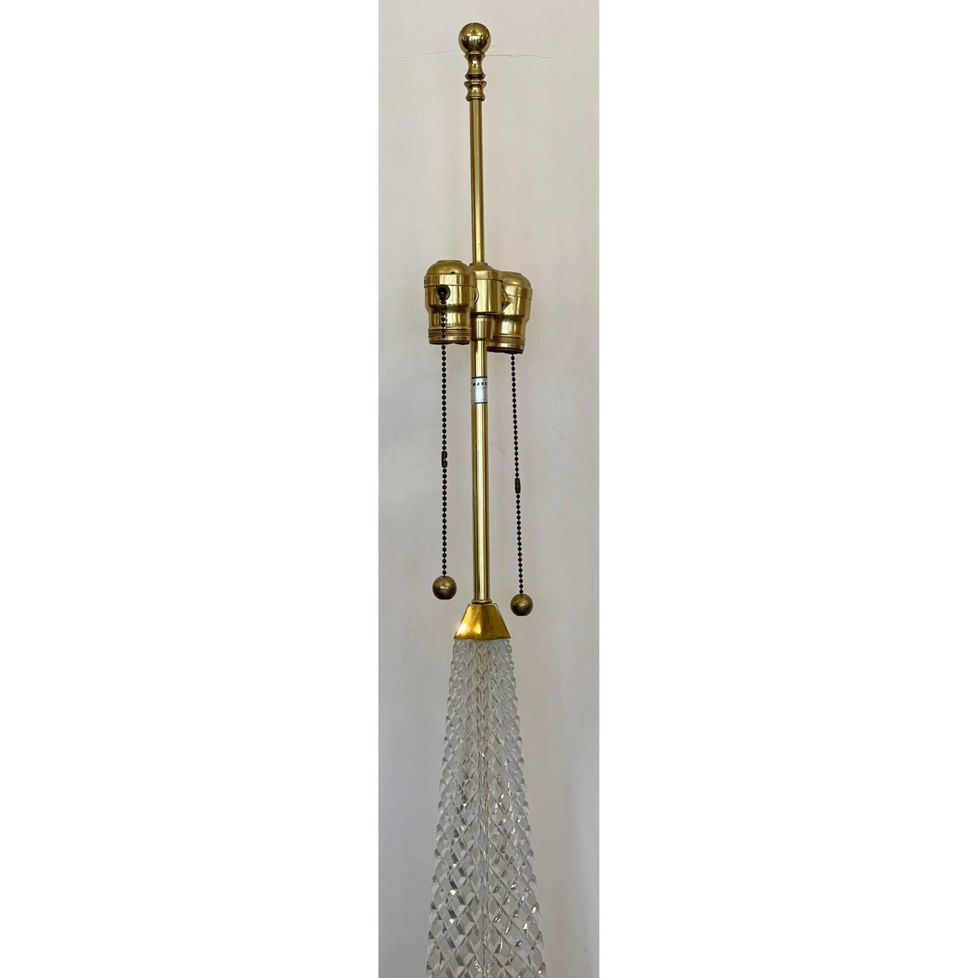 20th Century Marbro Baccarat Crystal Obelisk Table Lamp