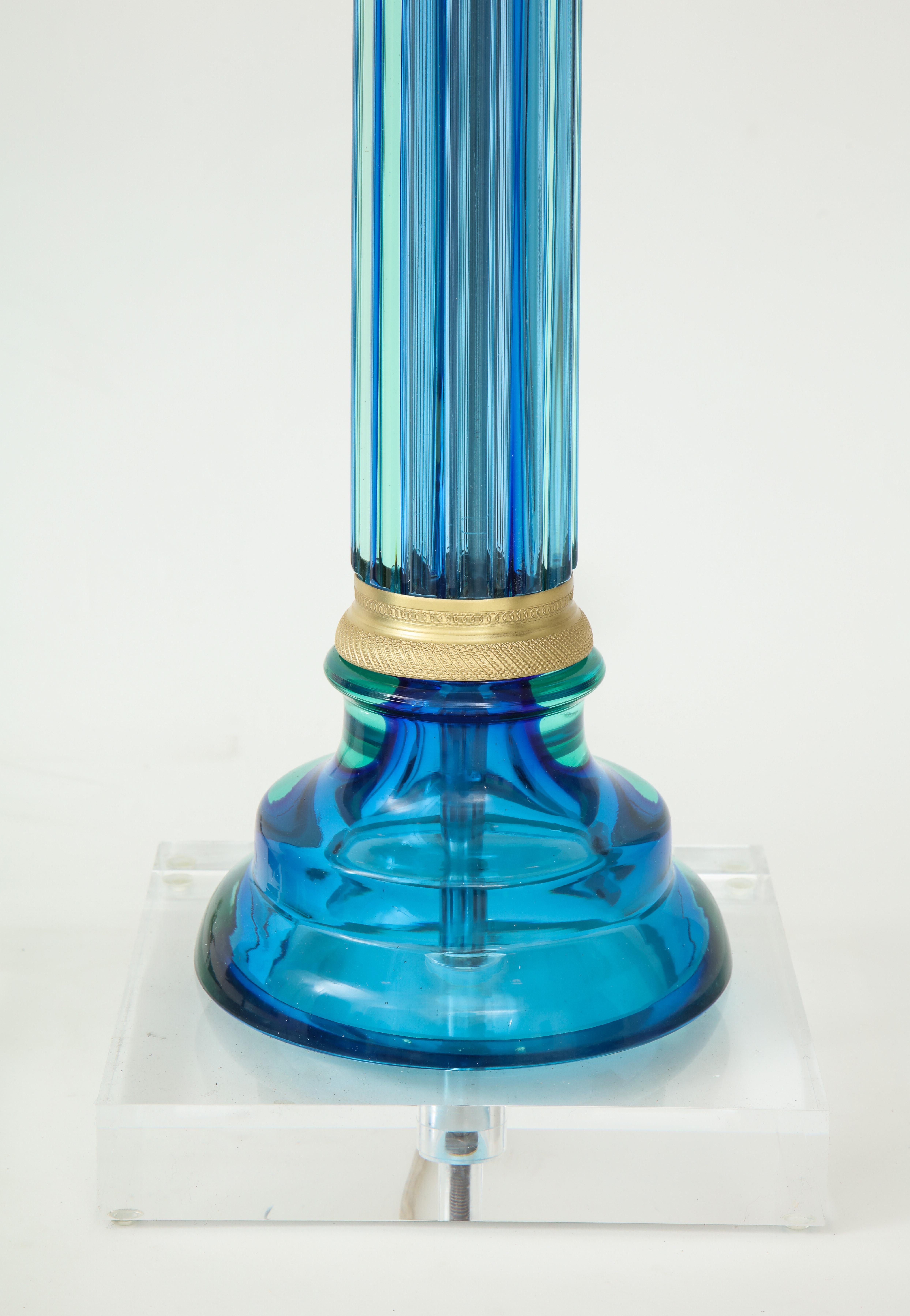 Marbro Caribbean Blue Murano Glass Lamps 2