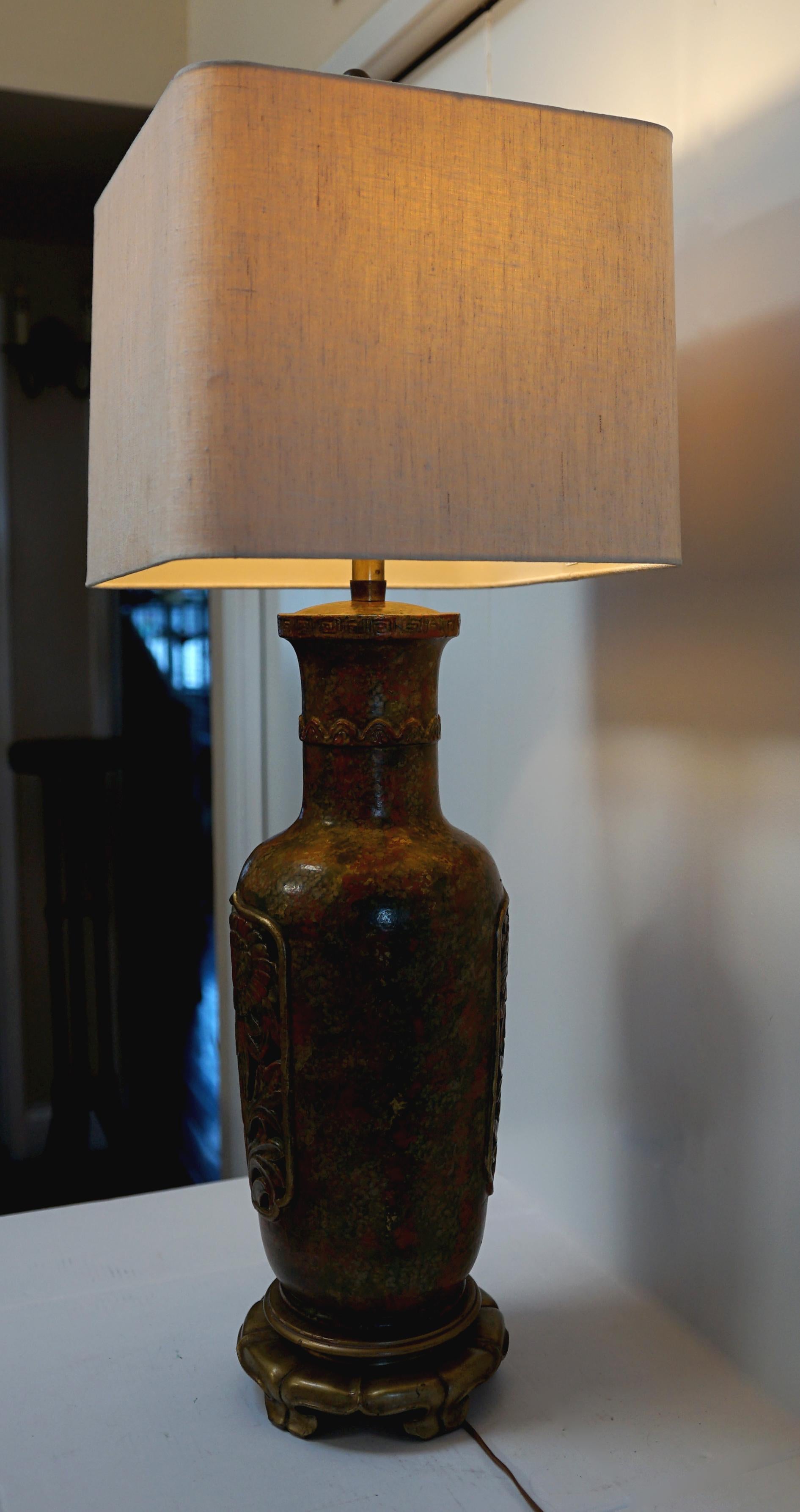 Mid-Century Modern  Marbro Ceramic Flower Motif Monumental Lamp For Sale