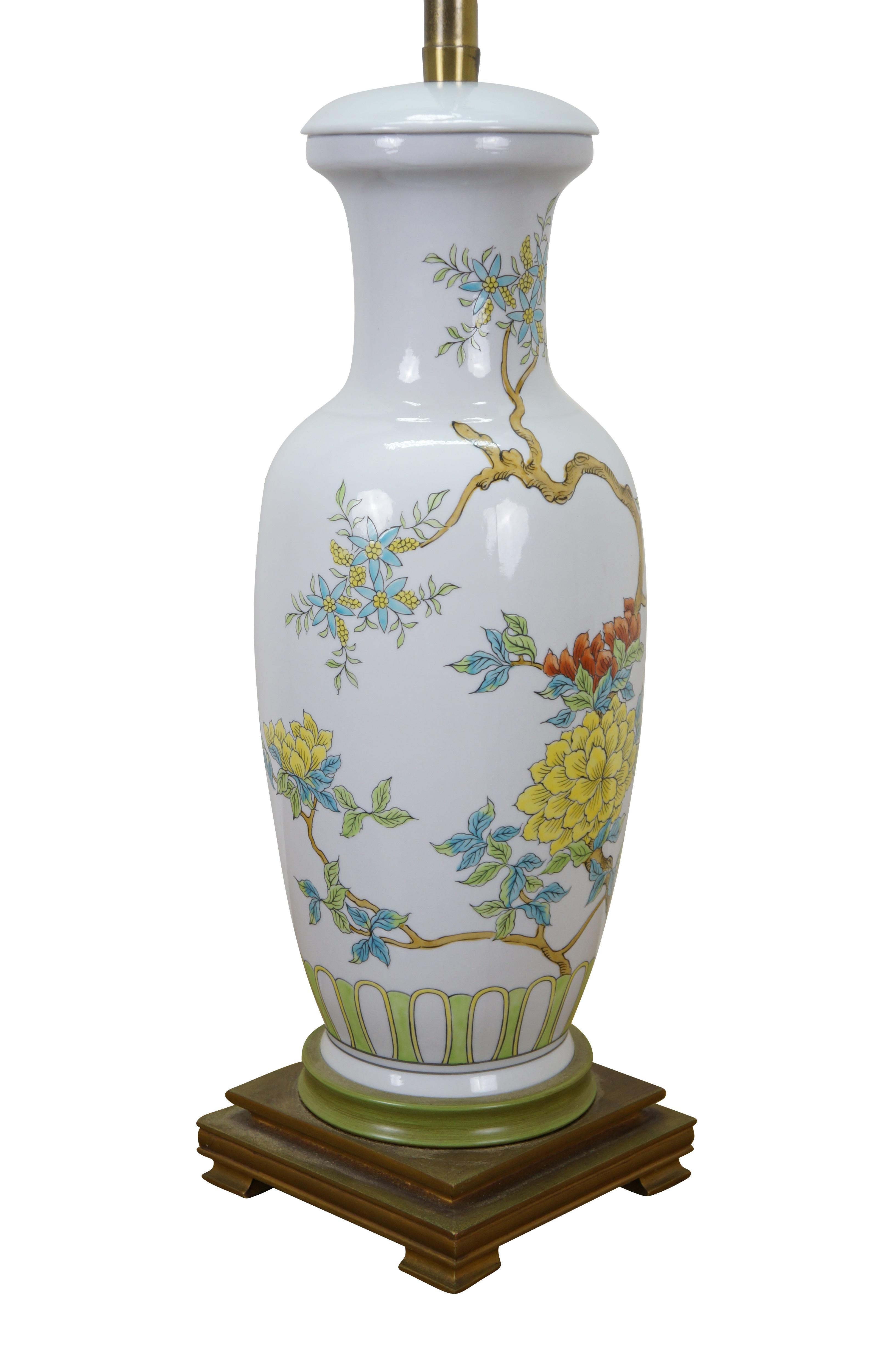 Cineserie Marbro Porcellana cinese floreale crisantemo 2 luci vaso da camino lampada ornamentale 42