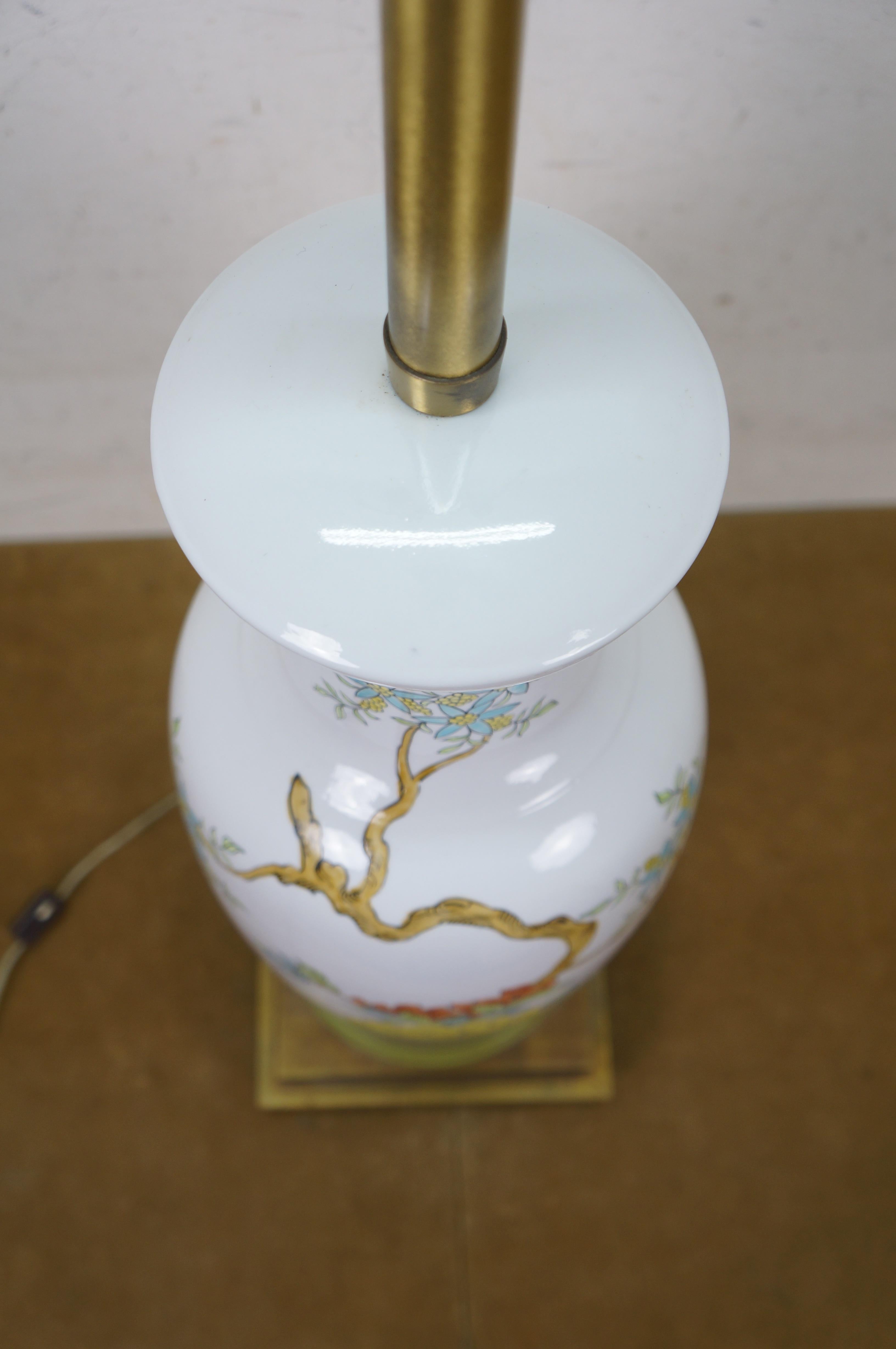 XX secolo Marbro Porcellana cinese floreale crisantemo 2 luci vaso da camino lampada ornamentale 42