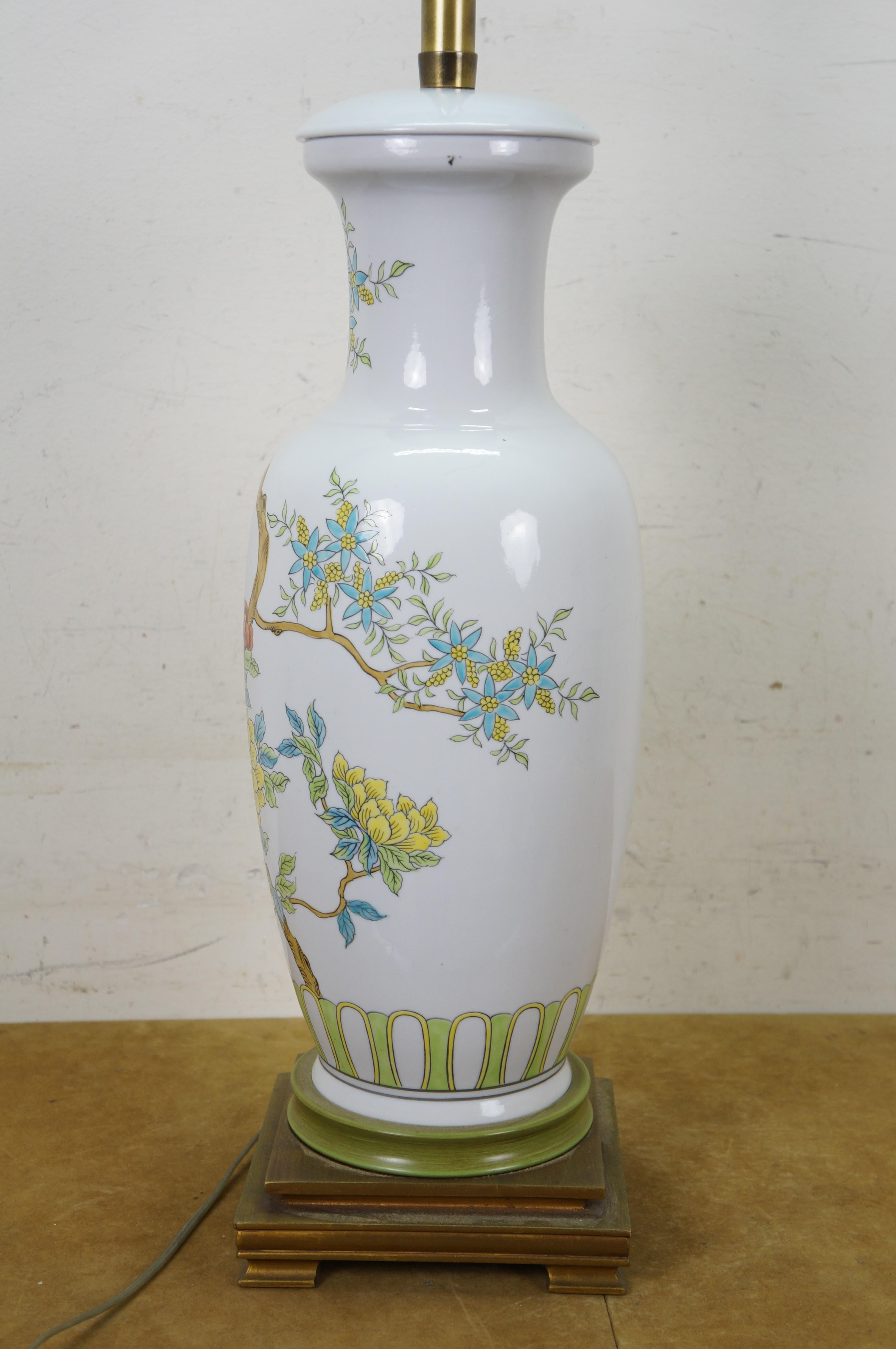 Marbro Porcellana cinese floreale crisantemo 2 luci vaso da camino lampada ornamentale 42