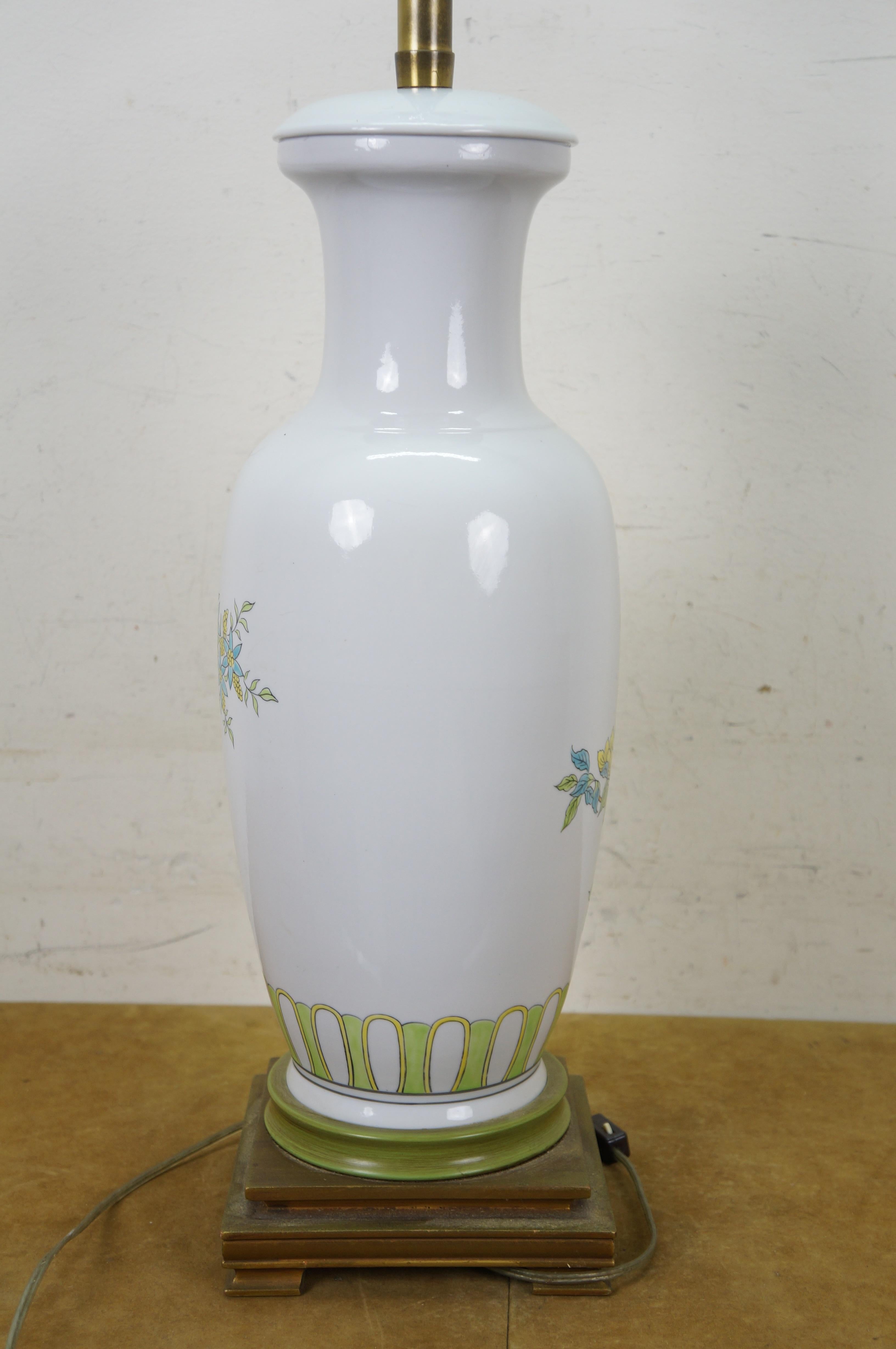 Marbro Porcellana cinese floreale crisantemo 2 luci vaso da camino lampada ornamentale 42