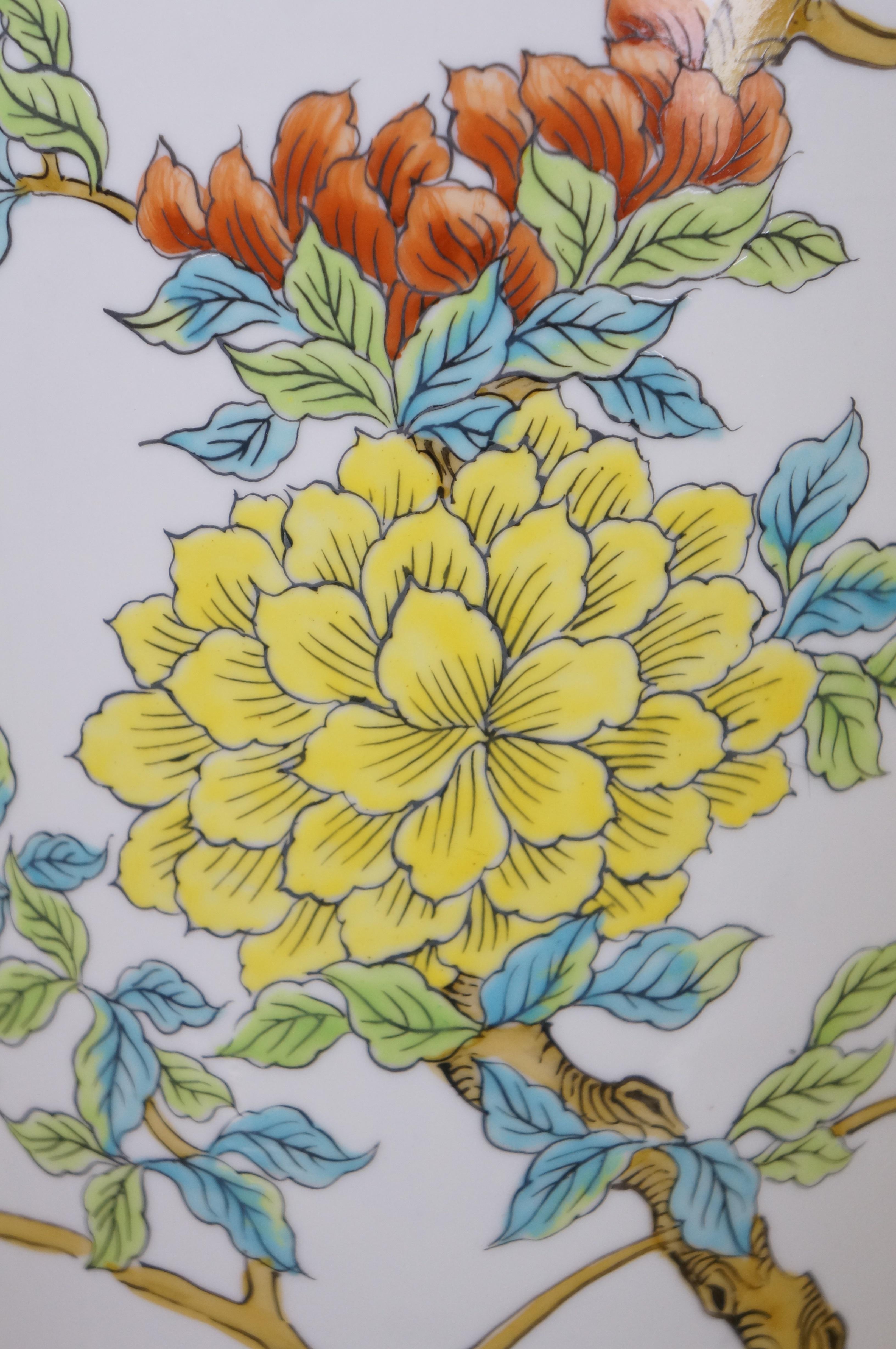 Marbro Porcellana cinese floreale crisantemo 2 luci vaso da camino lampada ornamentale 42