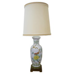 Marbro Porcellana cinese floreale crisantemo 2 luci vaso da camino lampada ornamentale 42"