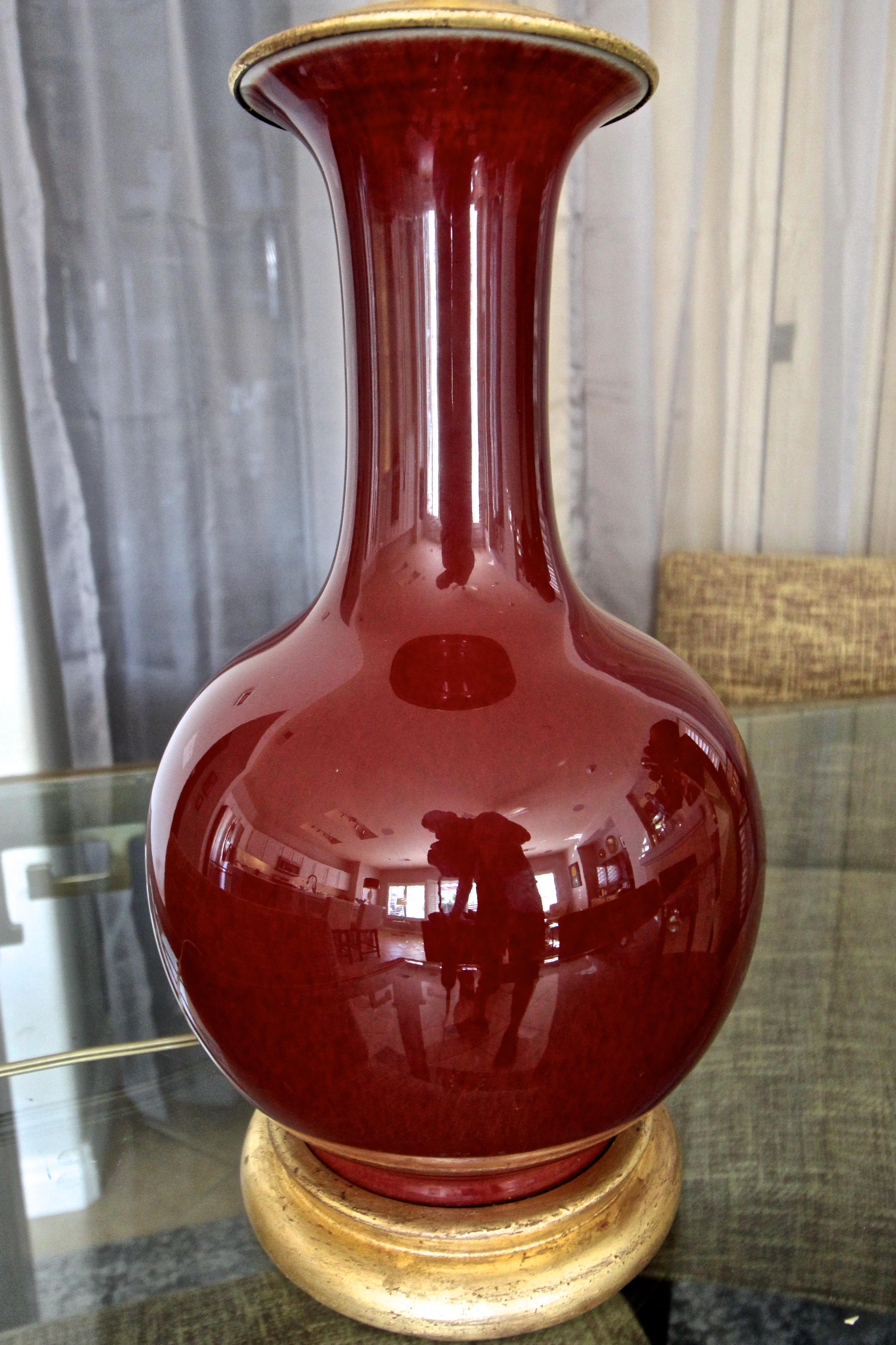 Mid-20th Century Marbro Chinese Sang De Boeuf Flambé Oxblood Porcelain Table Lamp