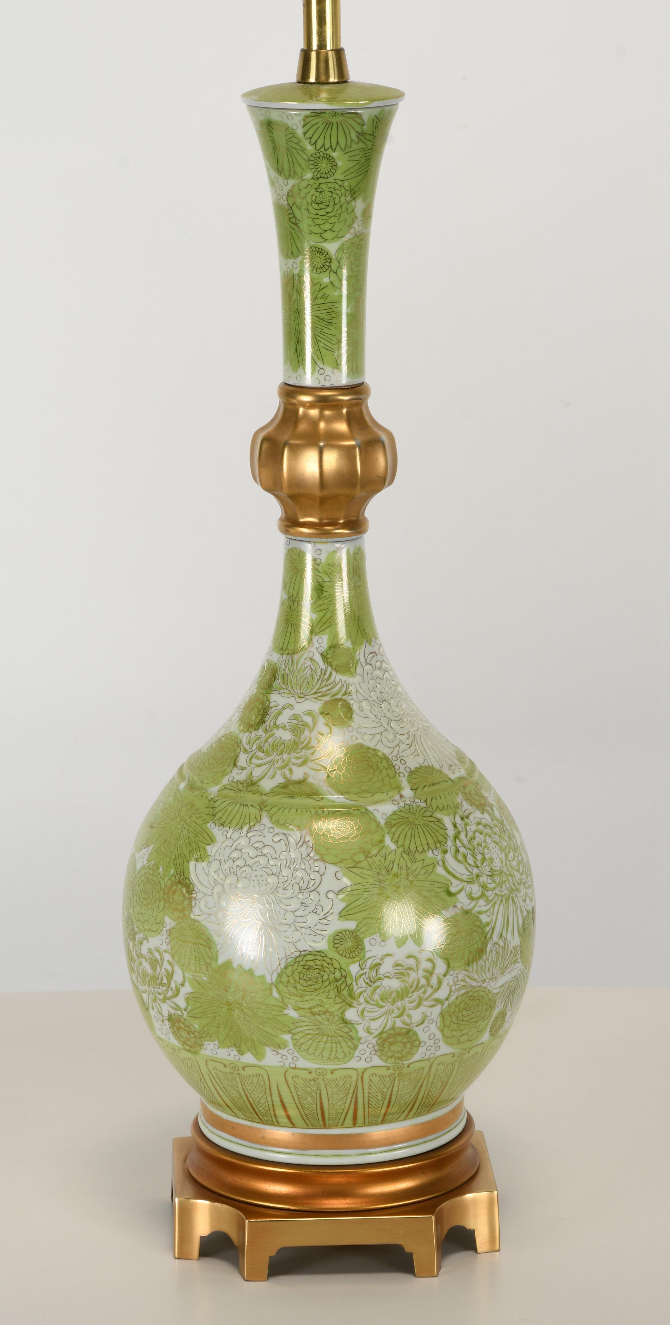 Mid-20th Century Marbro Chrysanthemum Porcelain Lamp, 1960s