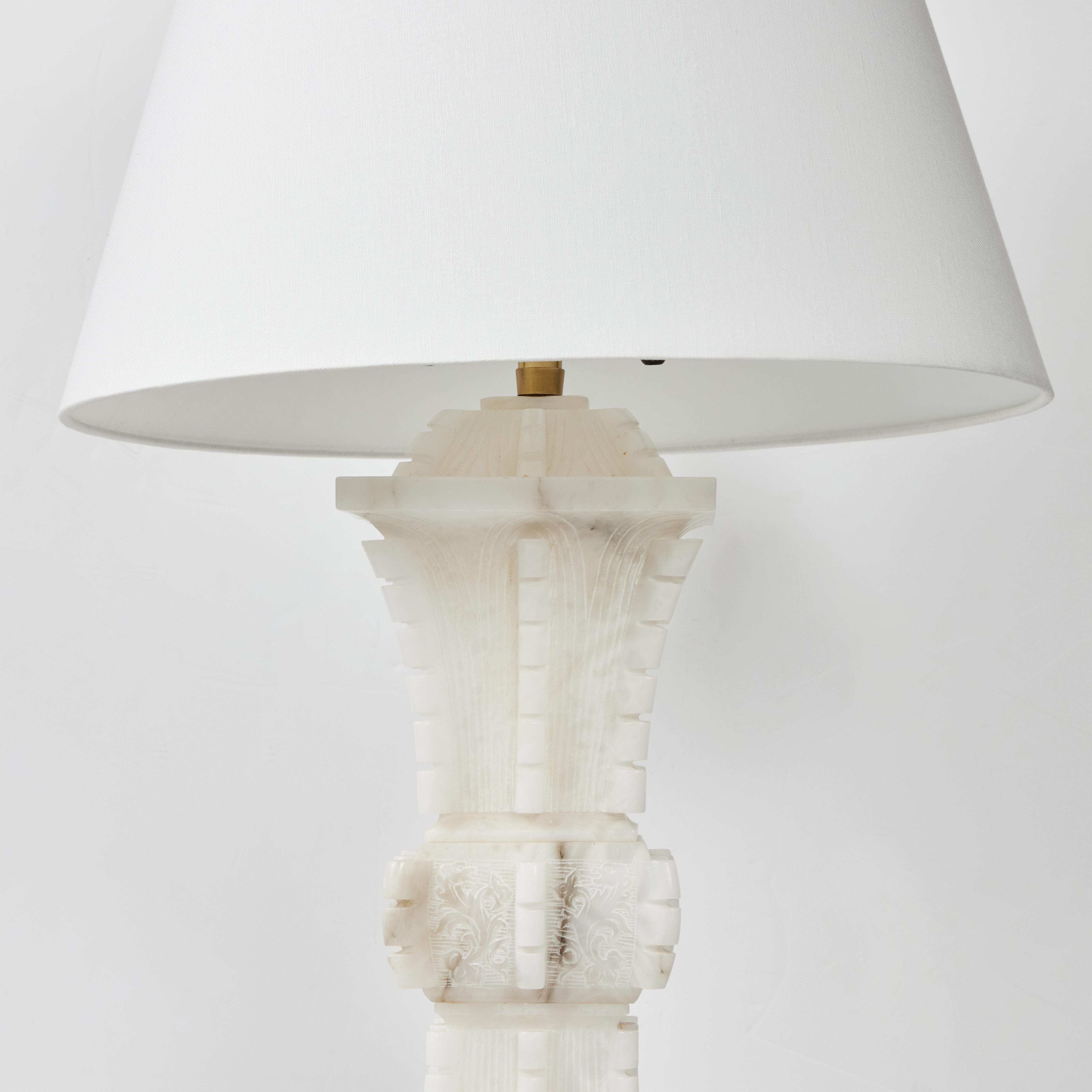 Hand-Carved Marbro Company Alabaster Lamp For Sale