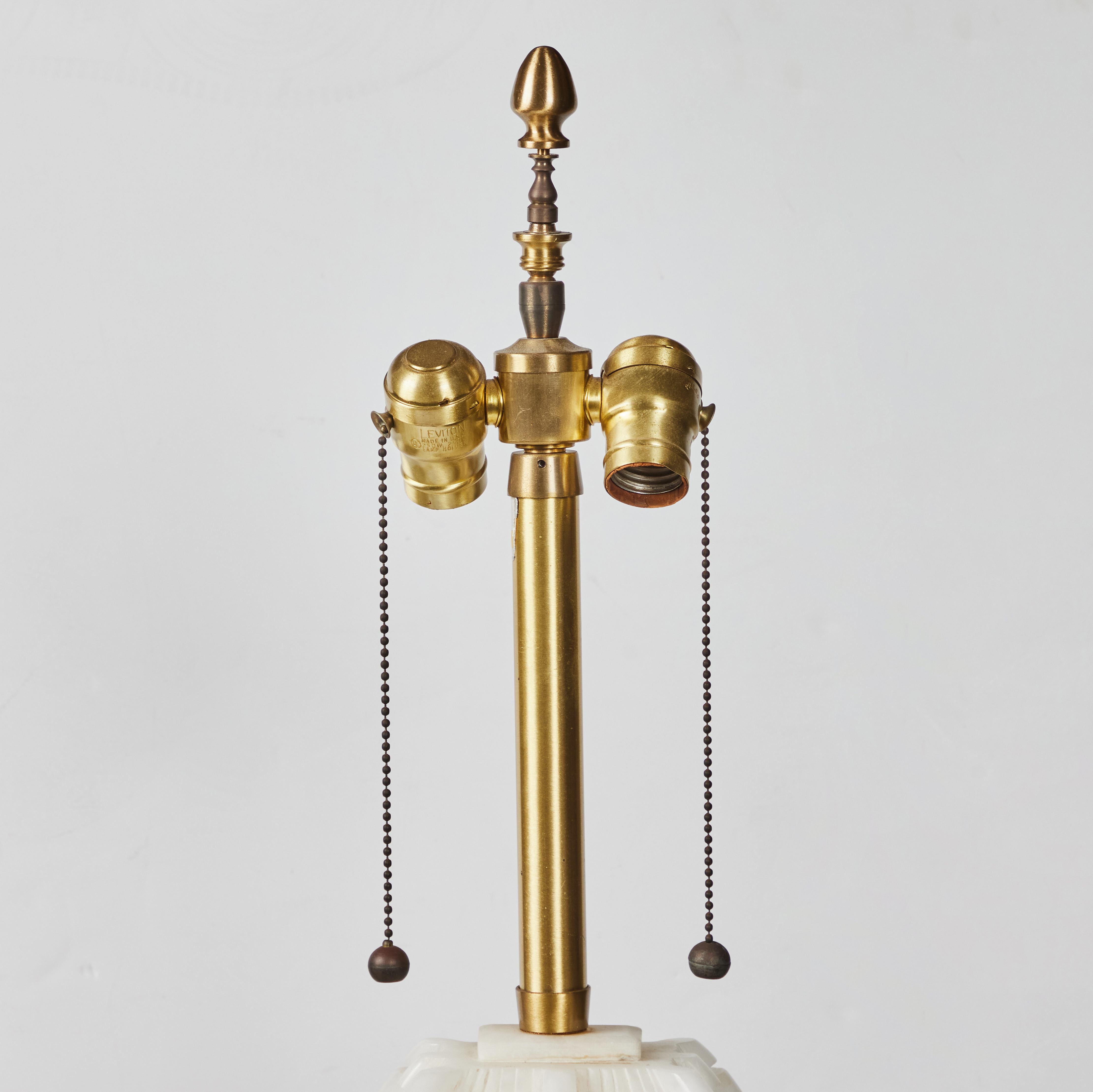 Brass Marbro Company Alabaster Lamp For Sale