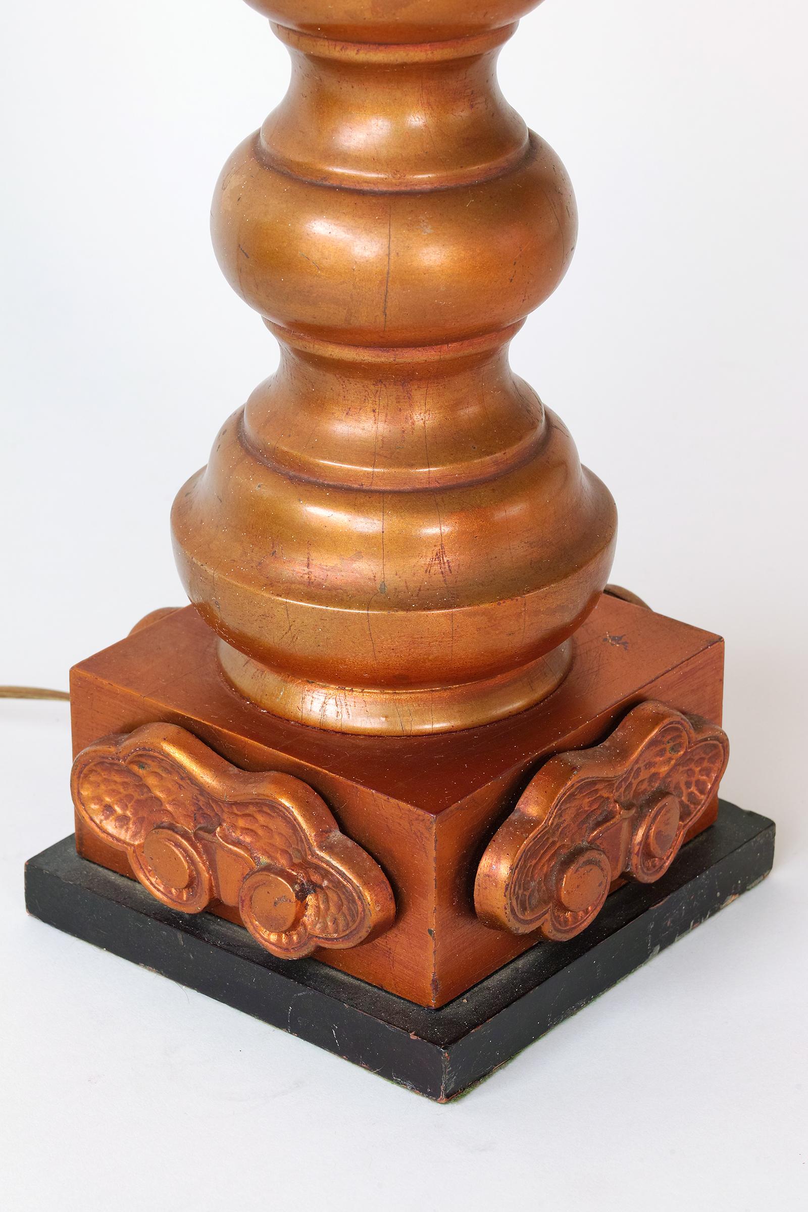 Lampe de table à balustre style chinoiserie dorée Marbro en vente 6