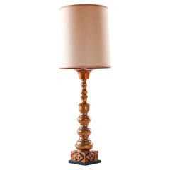 Lampe de table à balustre style chinoiserie dorée Marbro