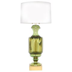 Marbro Green Murano Glass Urn Lamp by Seguso