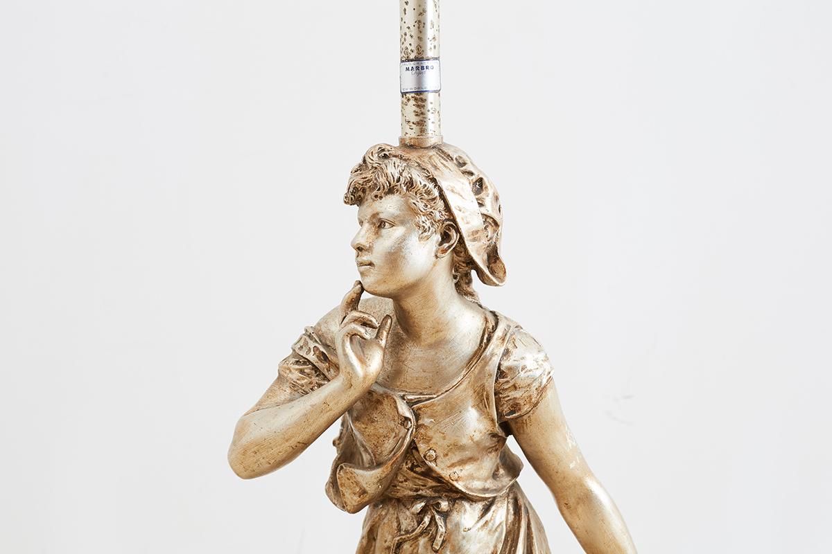 American Marbro Hollywood Regency Silver Gilt Figural Lamp