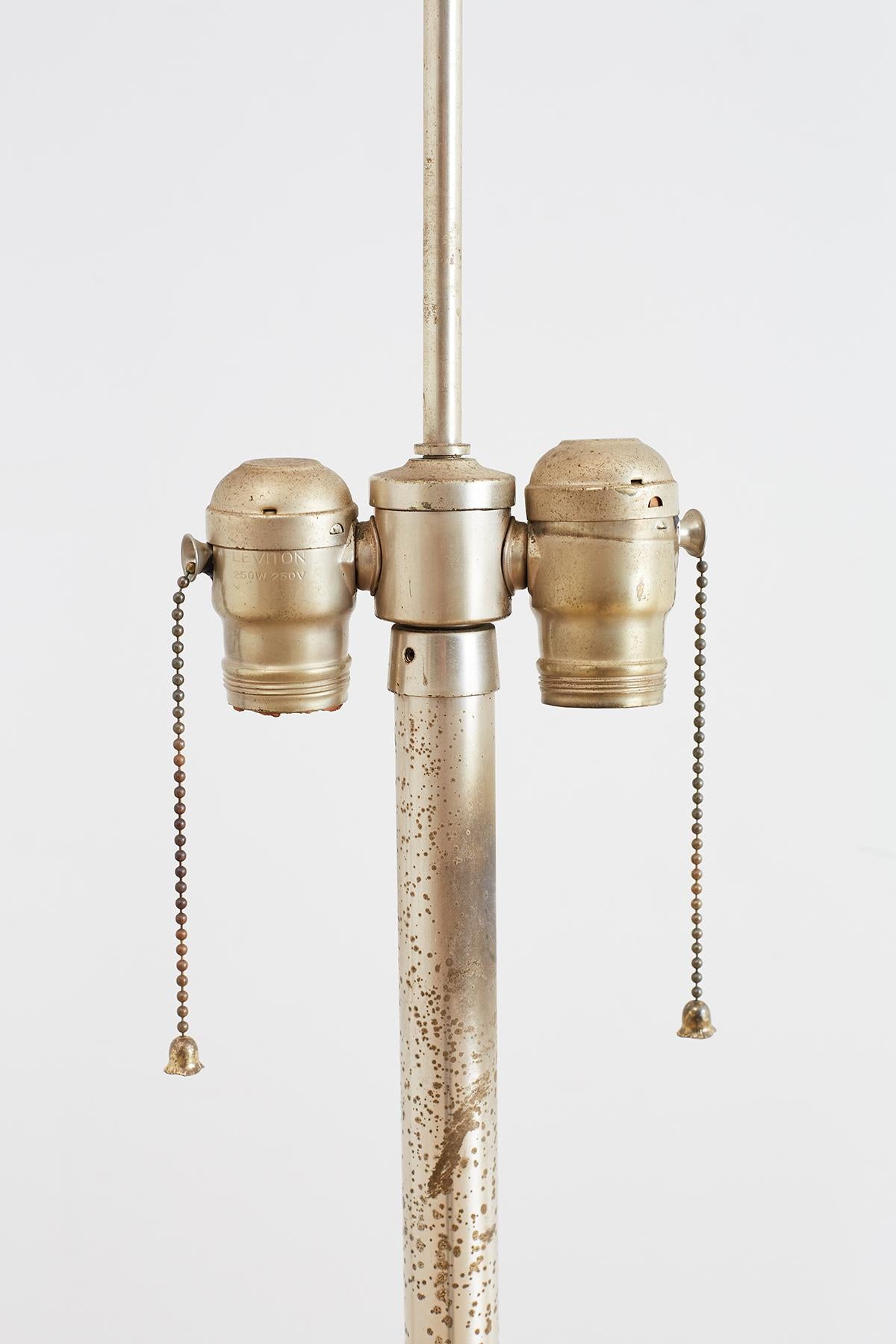 Brass Marbro Hollywood Regency Silver Gilt Figural Lamp