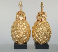 Marbro Italian Ceramic Pineapple Lamps Gold