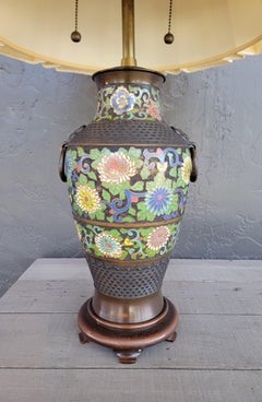 Marbro Japanese Meiji Period Bronze & Cloisonne Table Lamp