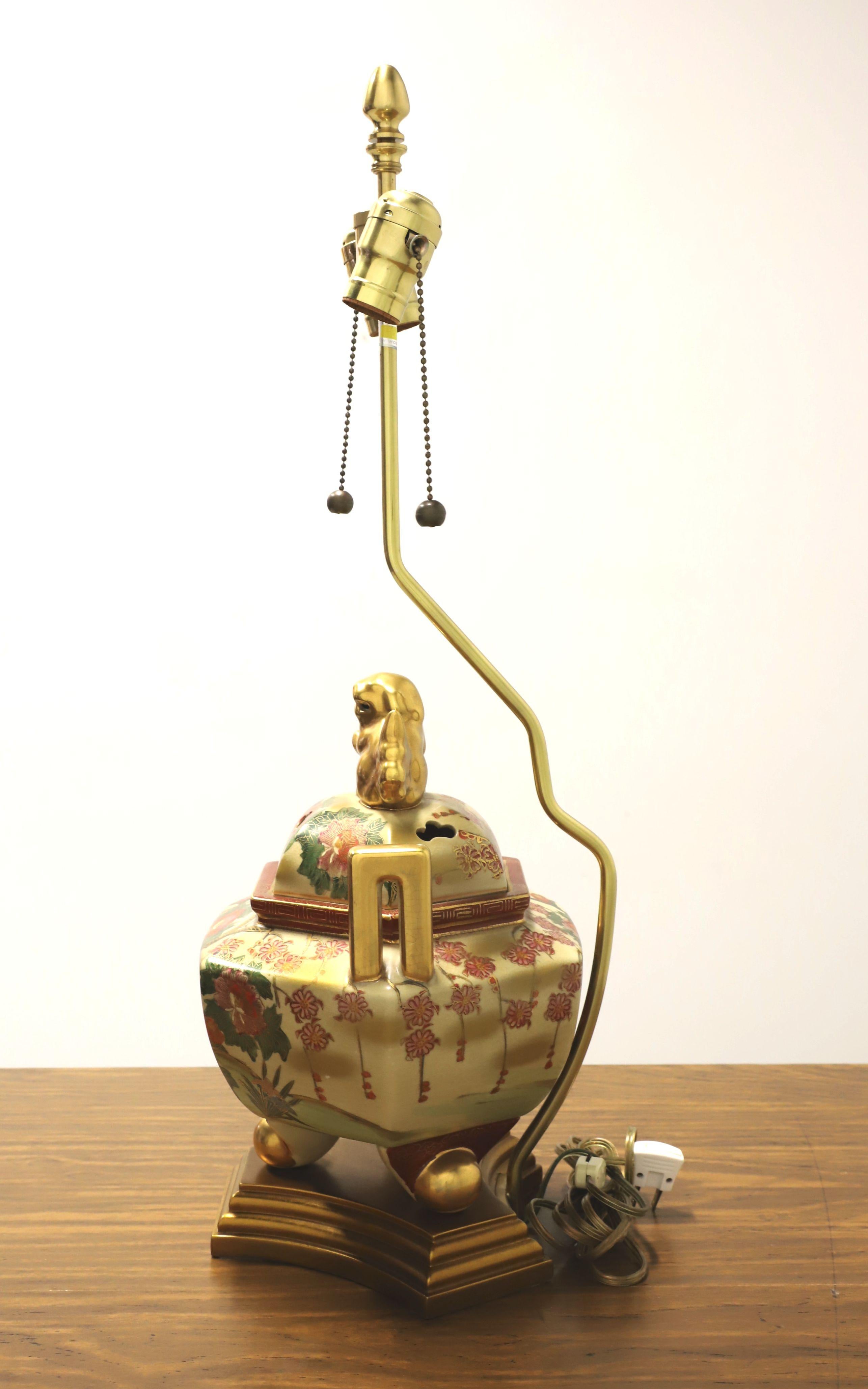 American MARBRO LAMP CO Porcelain Chinese Foo Dog Table Lamp