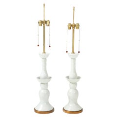 The Marbro Lamp Company 1950 Grandi lampade da tavolo in porcellana e ottone