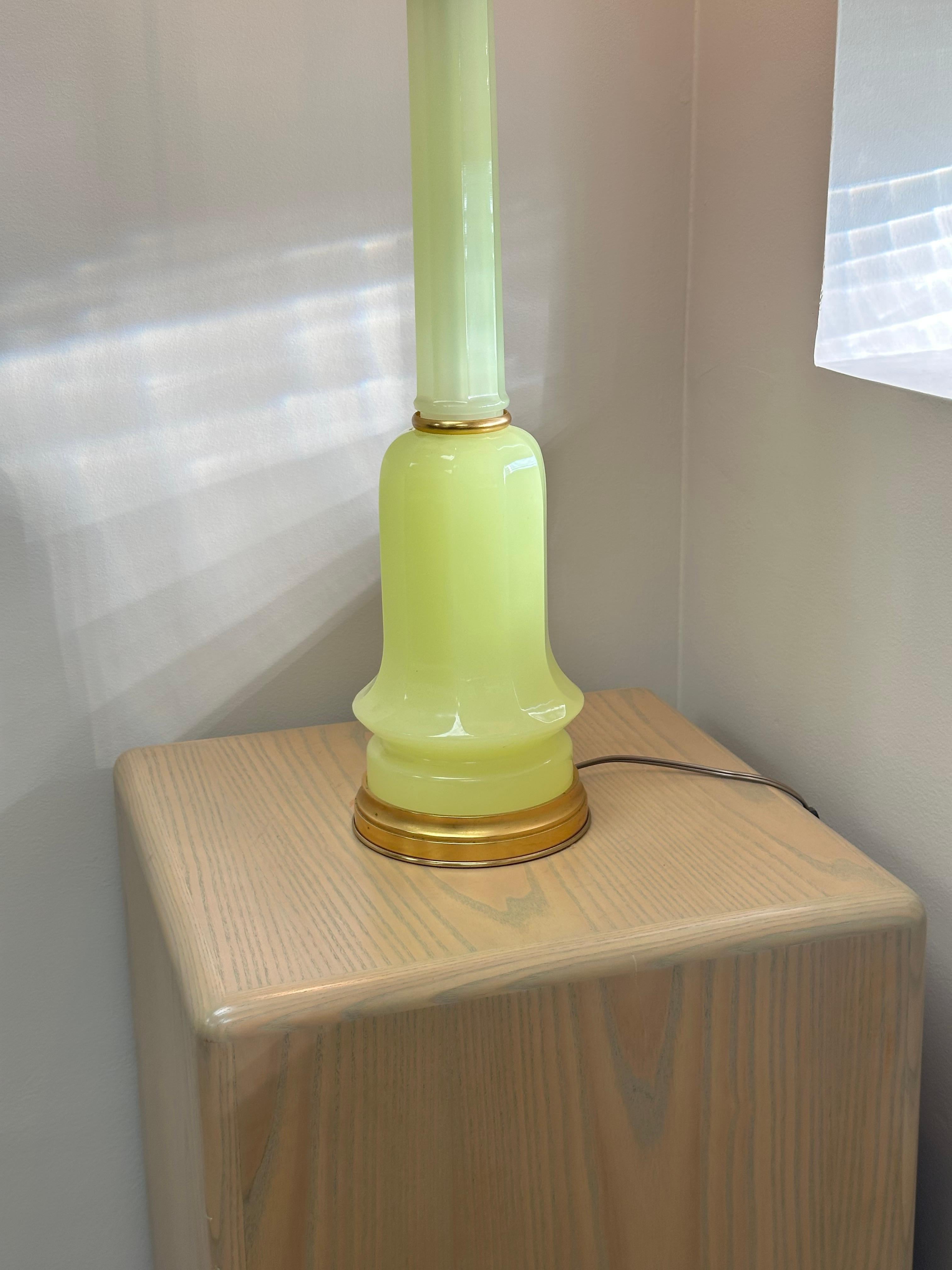 Polished Marbro Lamp Company Uranium Glass Table Lamp