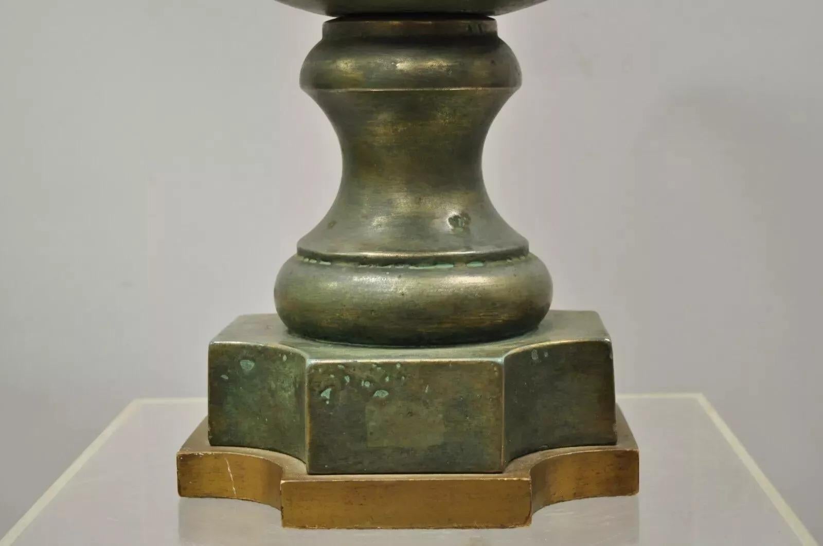 Marbro Mid Century Modern Large Green Ceramic Pottery Leafy Scroll Table Lamp In Good Condition For Sale In Philadelphia, PA