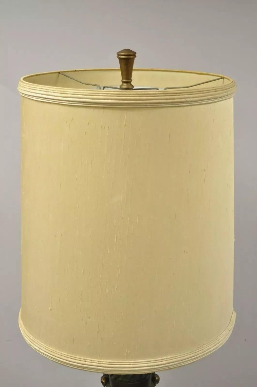Marbro Mid Century Modern Large Green Ceramic Pottery Leafy Scroll Table Lamp For Sale 1
