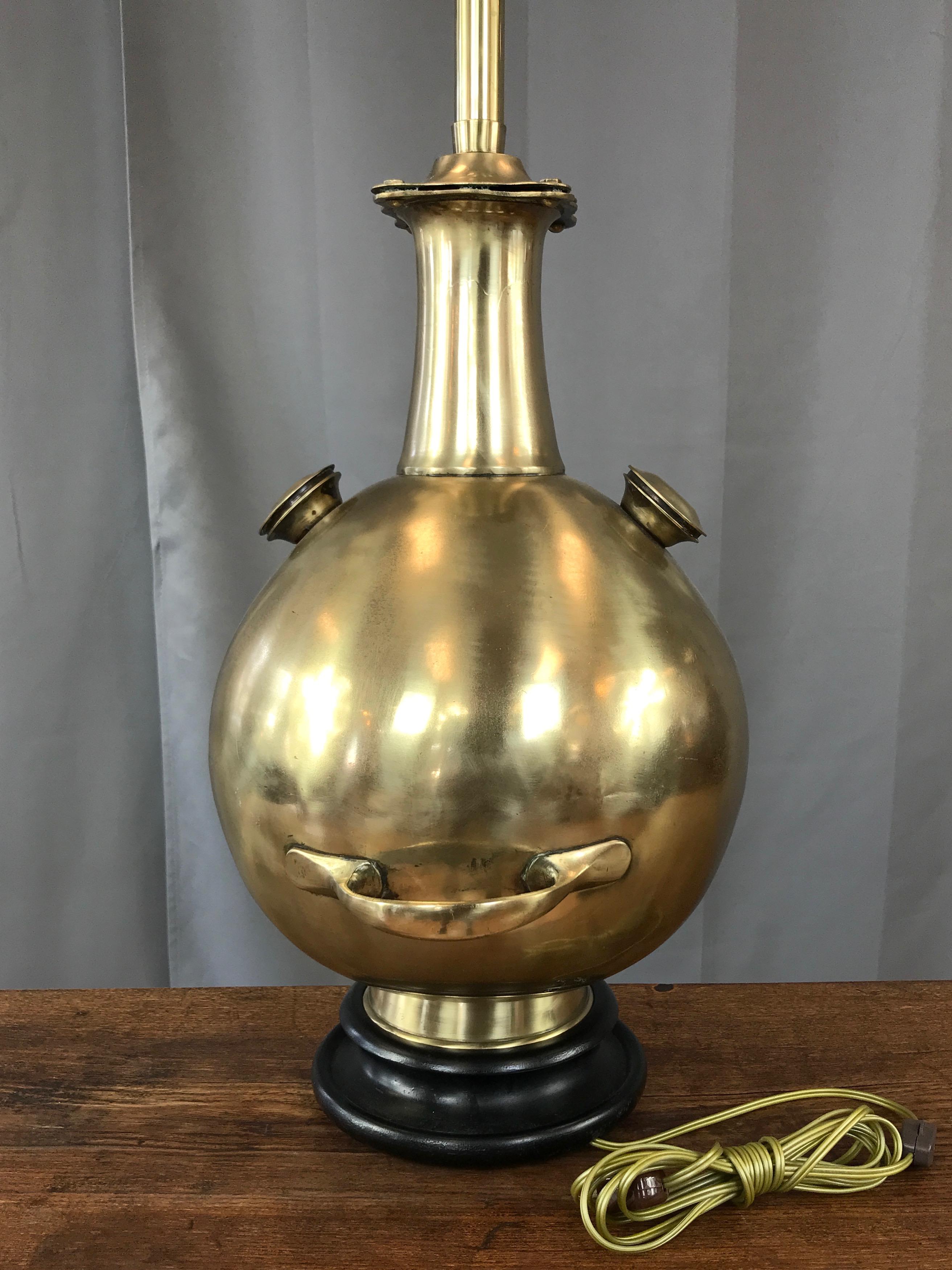 Mid-20th Century Marbro Monumental Solid Brass “Diving Bell” Table Lamp For Sale