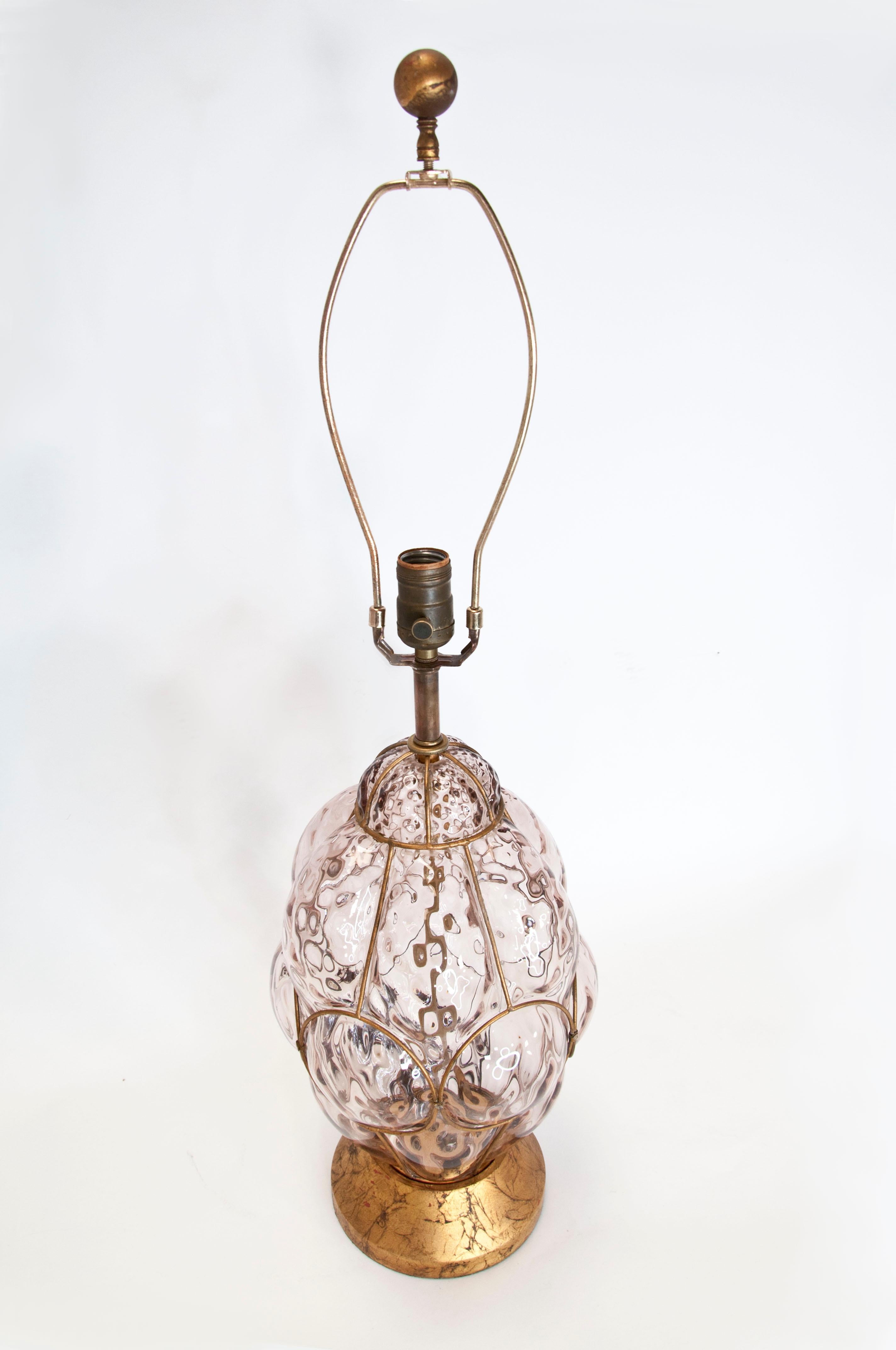 Mid-Century Modern Lampe en verre de Murano en cage Marbro en vente