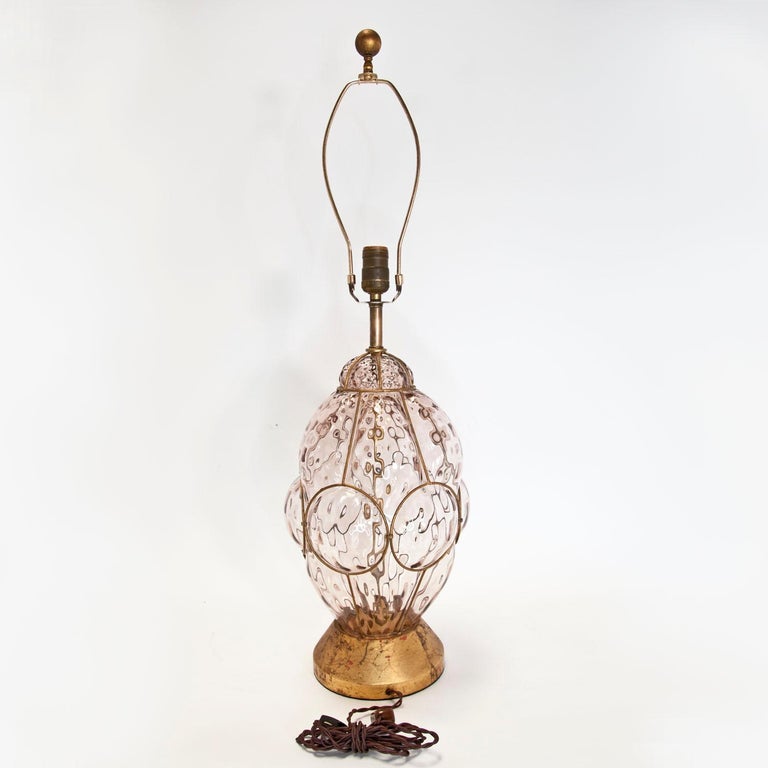 20th Century Marbro Murano Caged Glass Lamp For Sale